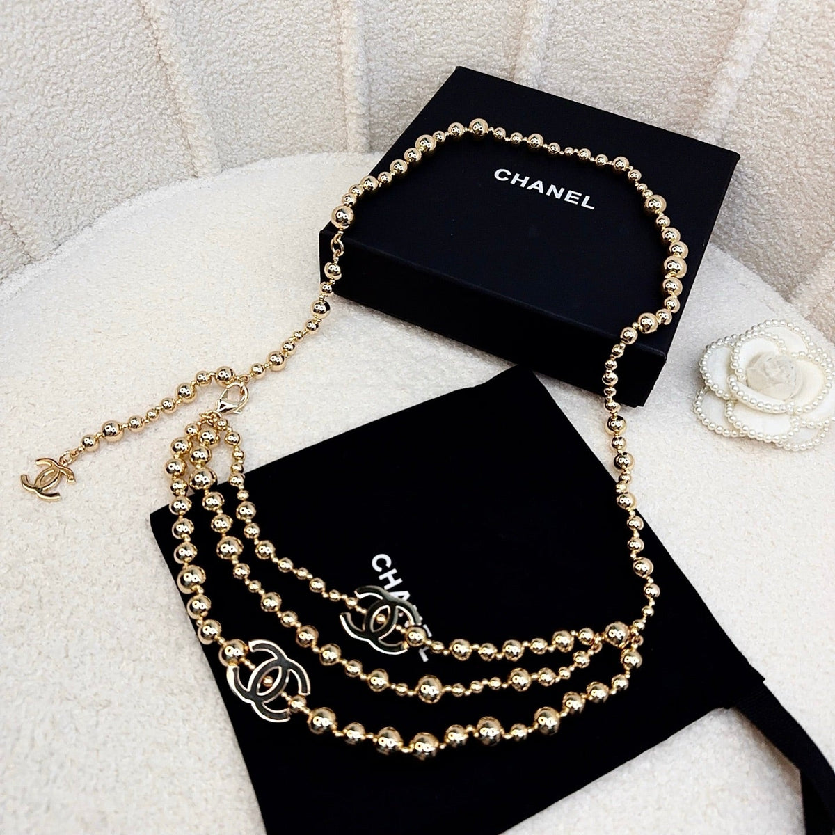 Chanel 2026 CC Logo Beaded Waist Chain Belt 217367