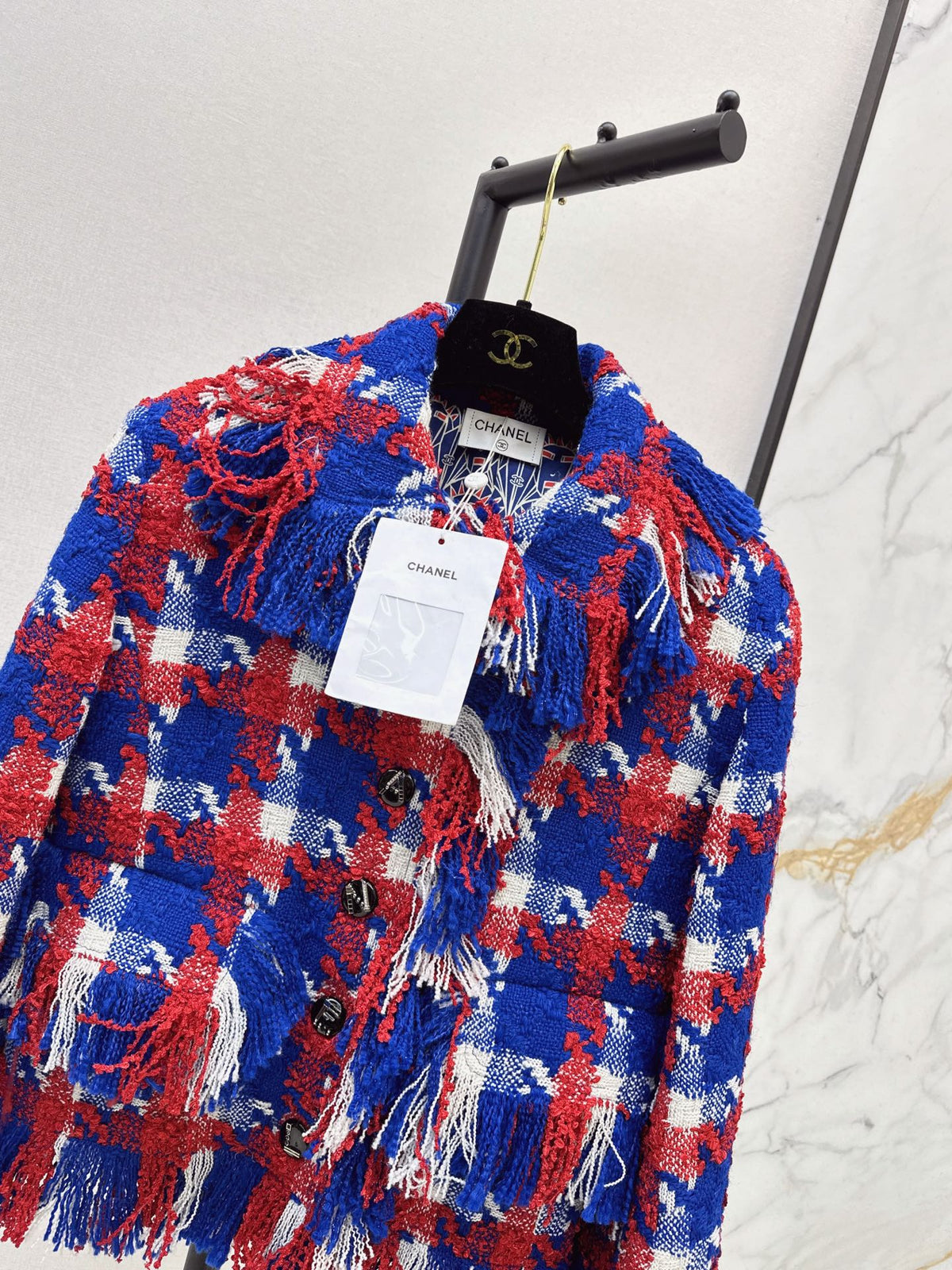 Chanel 2026 Jacket Red Blue Tweed
