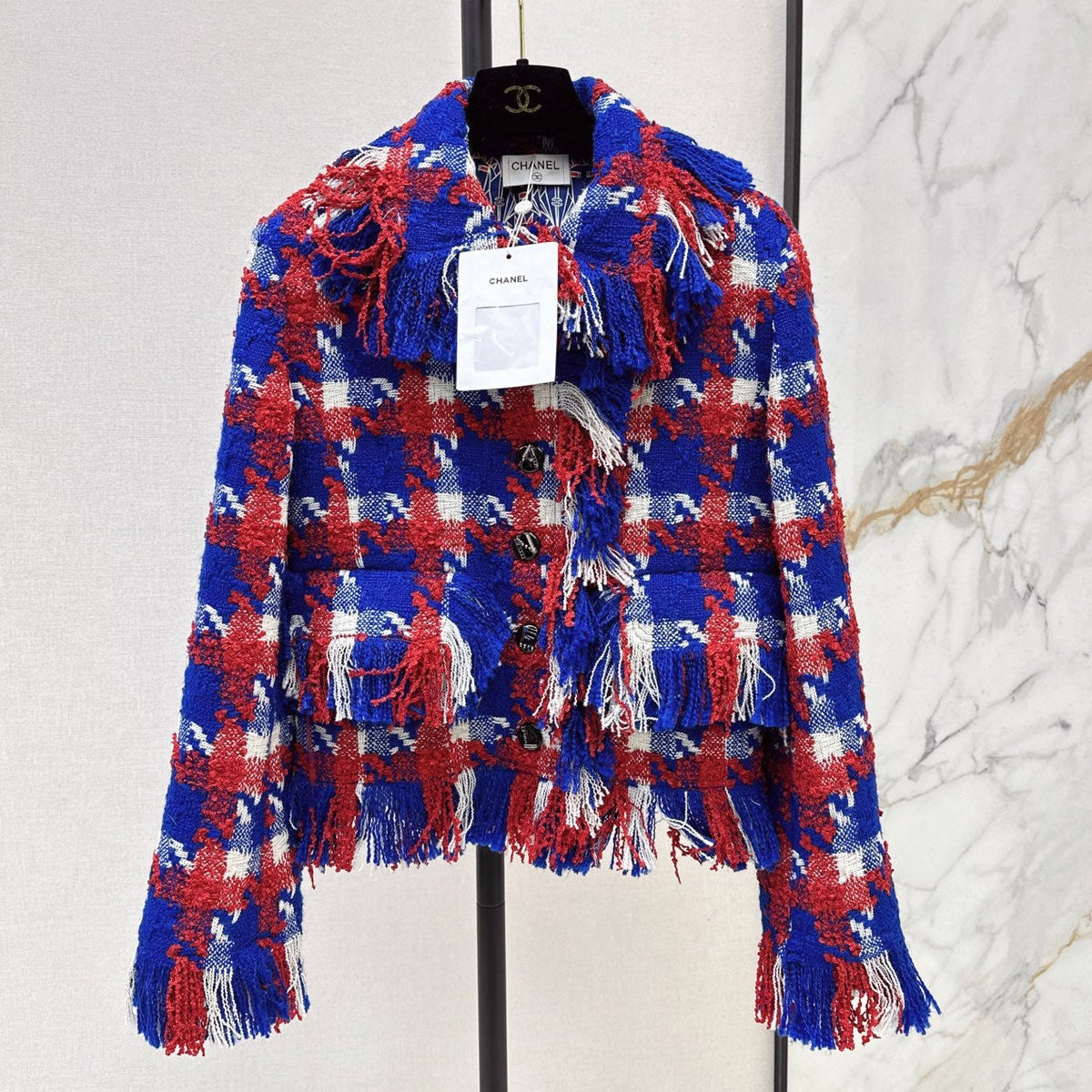 Chanel 2026 Jacket Red Blue Tweed