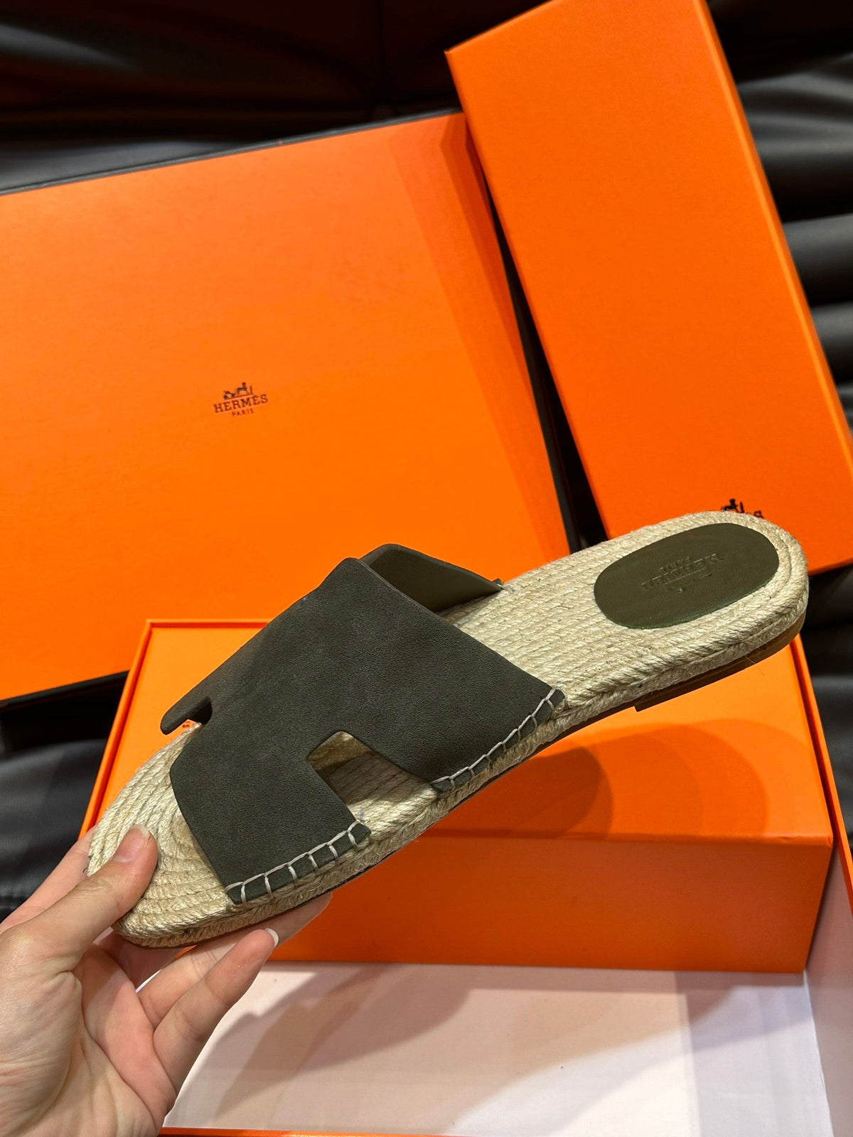 HM ANTIGUA ESPADRILLE SANDAL OLIVE SUEDE