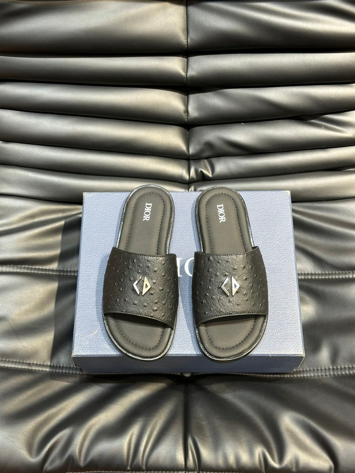 CD ALIAS SUMMER SLIPPER BLACK CALFSKIN