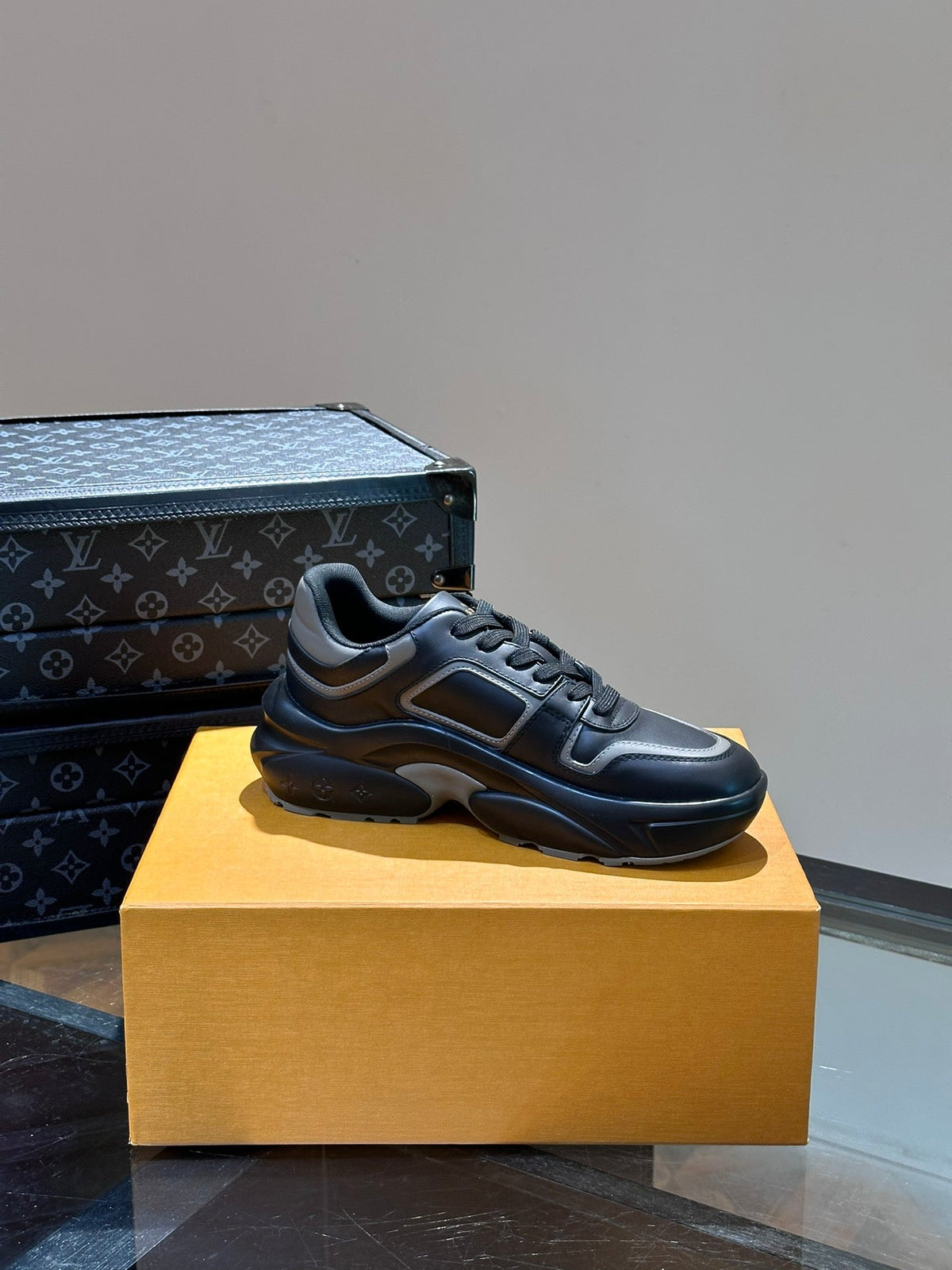 NEO RUN AWAY SNEAKER BLACK MIX GREY CALFSKIN