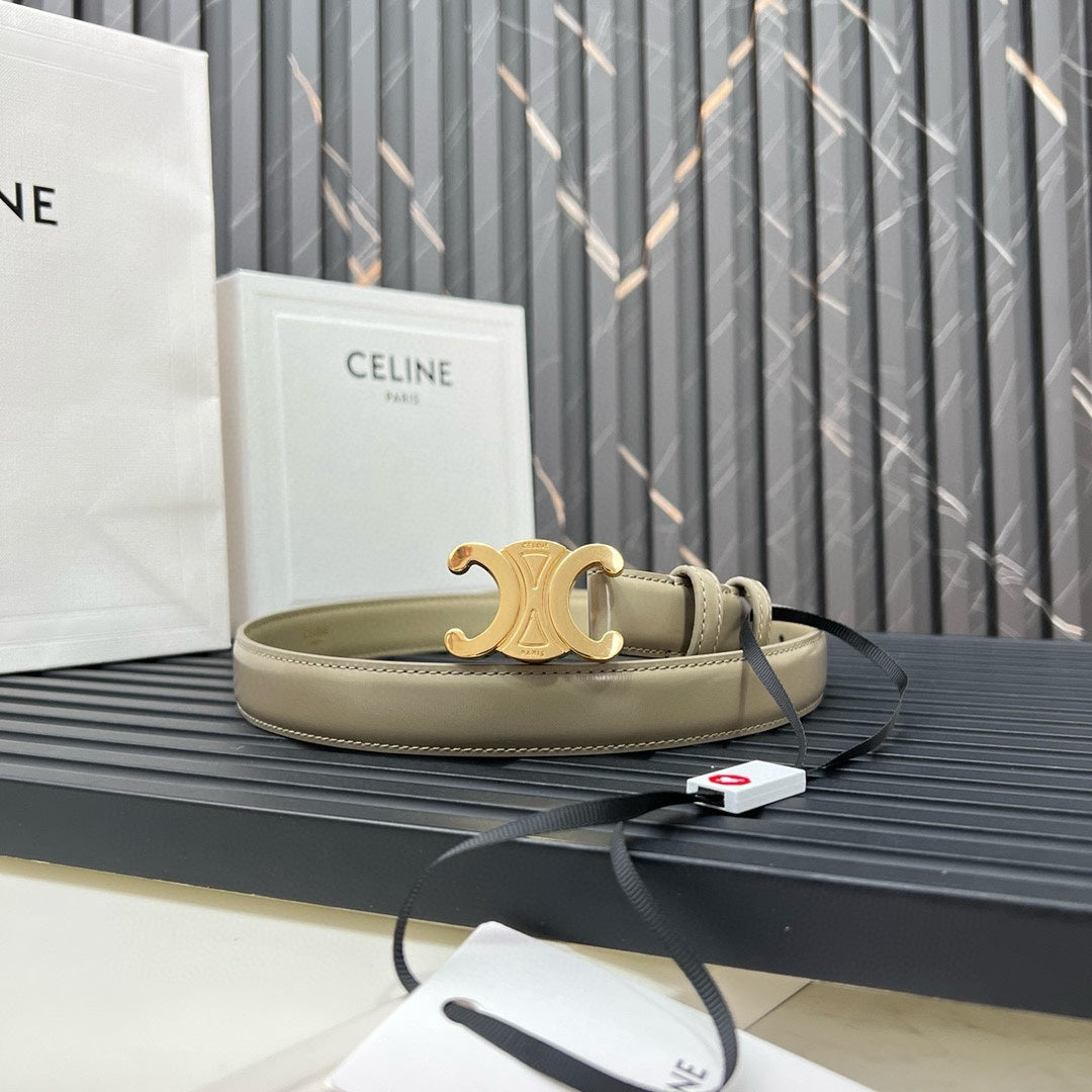 CL TRIOMPHE 25 MM BELT IN OLIVE GREEN CALFSKIN GOLD HARDWARE