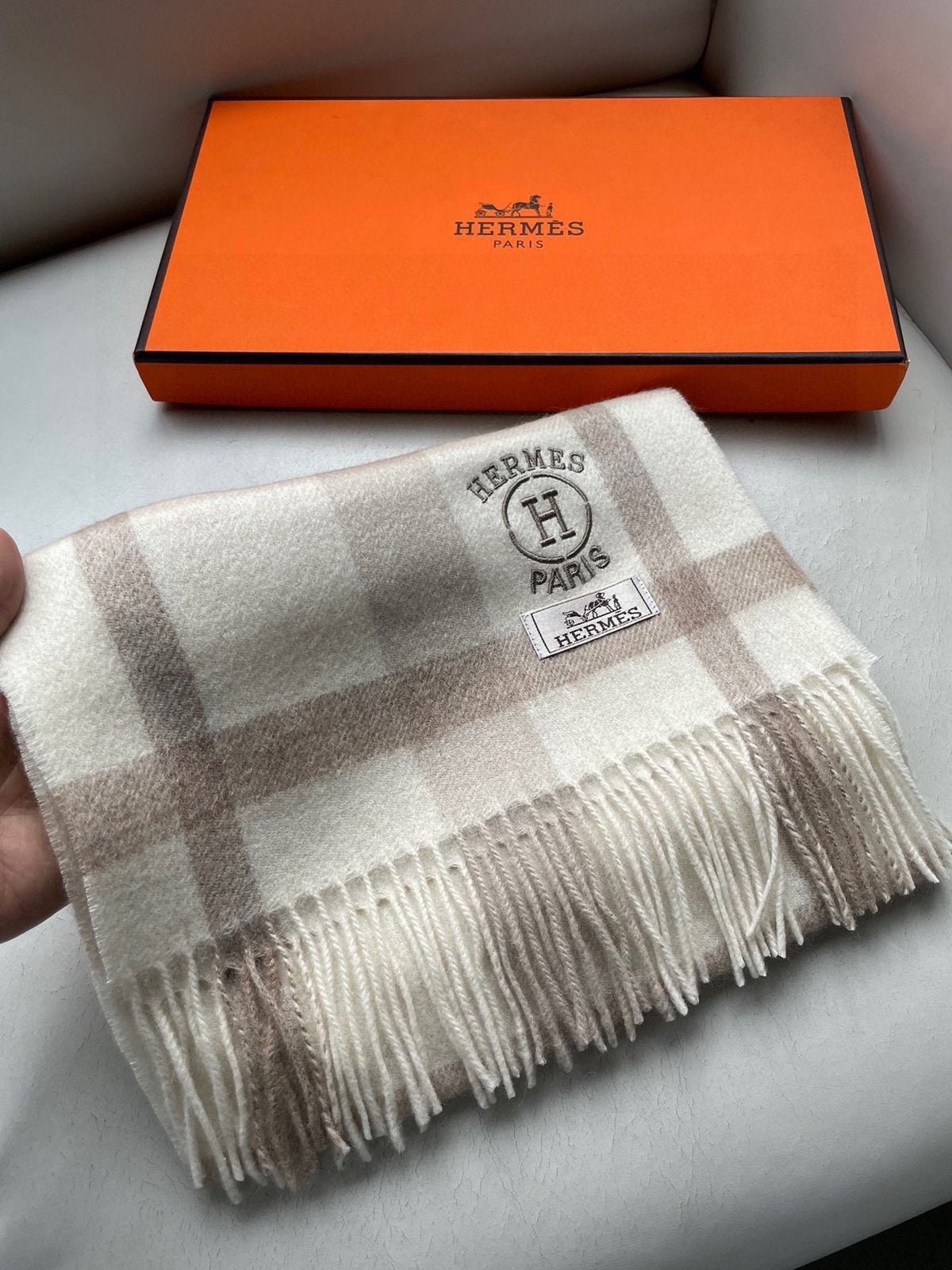 SCARF 180 CM IN BEIGE CARO CASHMERE