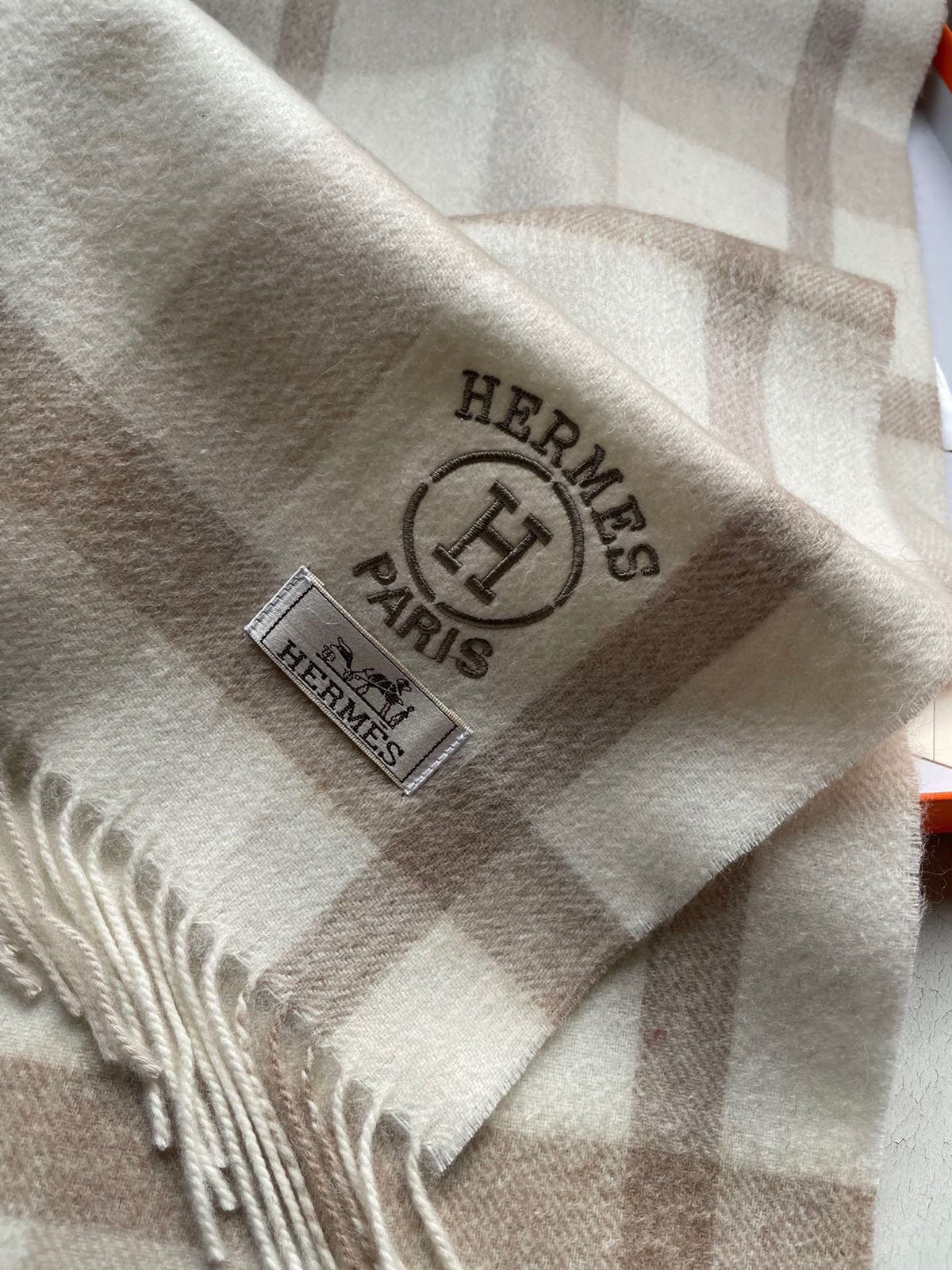SCARF 180 CM IN BEIGE CARO CASHMERE