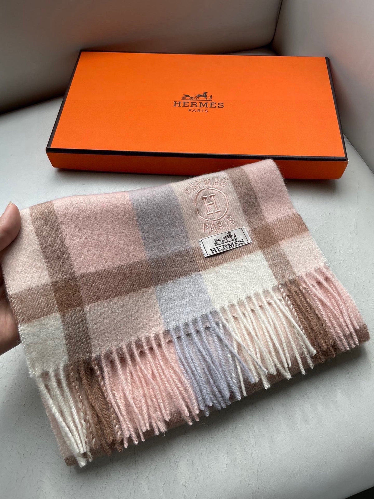 SCARF 180 CM IN LIGHT PINK CARO CASHMERE
