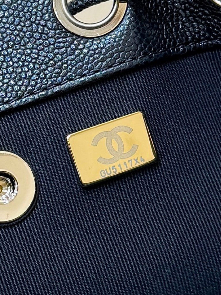 Chanel 2025 Affinity Backpack Black Gold Caviar Leather 343094
