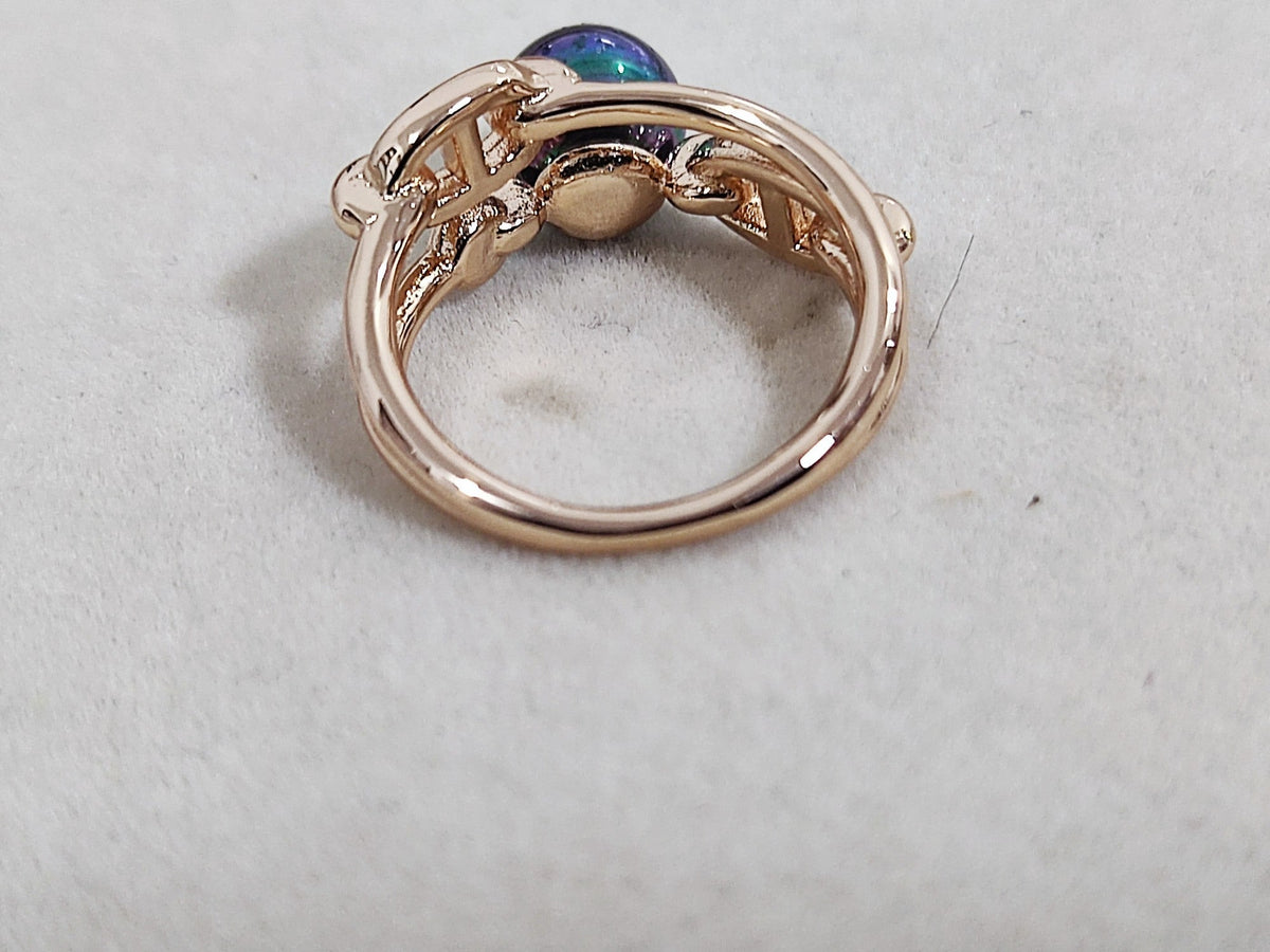 HM Pig Nose Black Pearl Rose Gold Ring