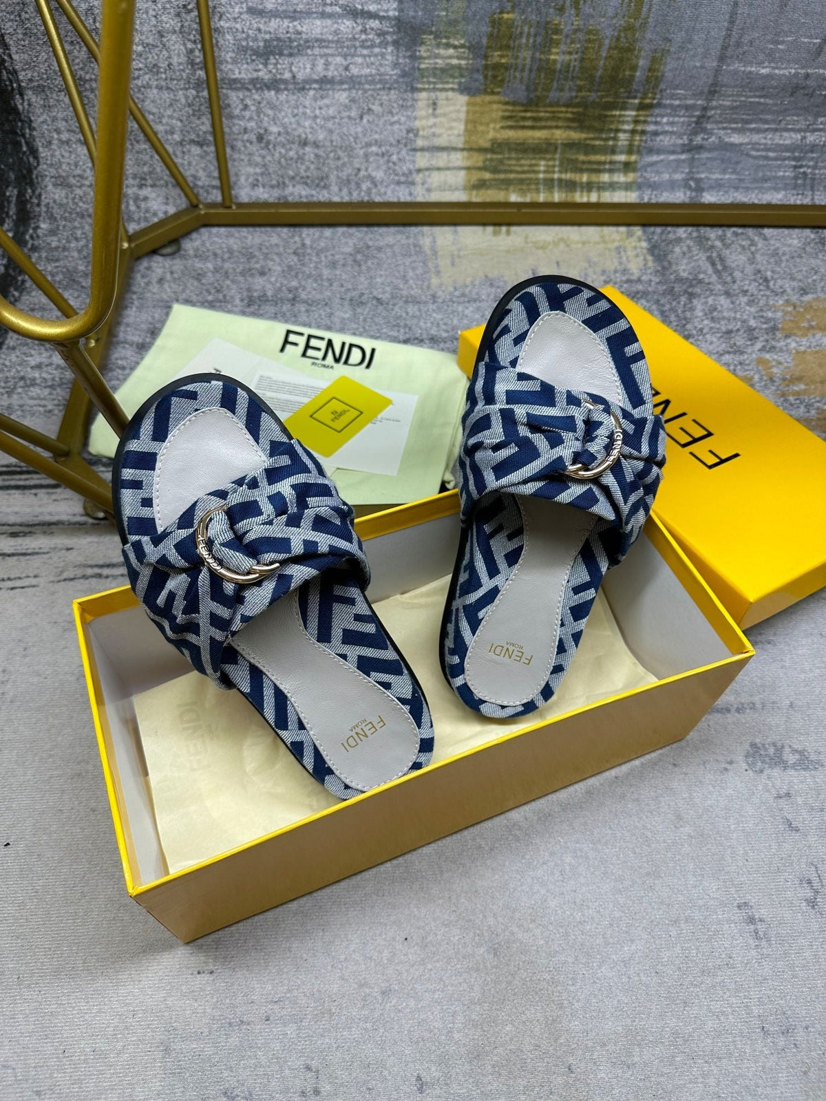 FF Feel 10 Blue Grey FF jacquard Slide