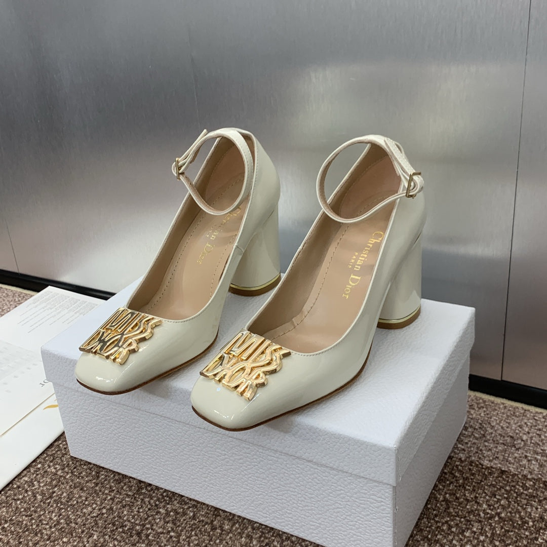 CD Miss Dior Pump 85mm Glossy White Cowhide
