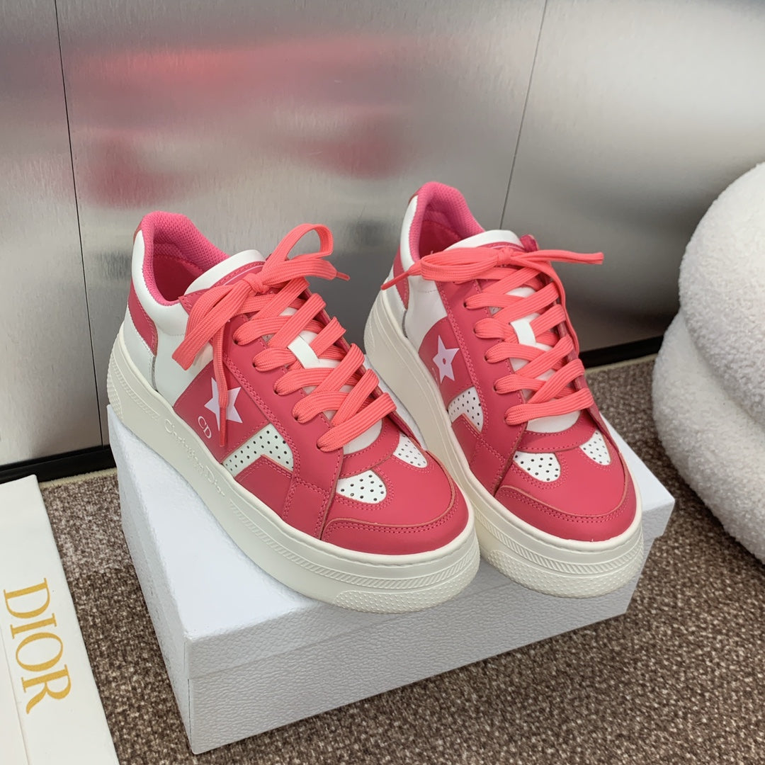 CD Star Platform Sneaker 35mm Coral Pink Calfskin