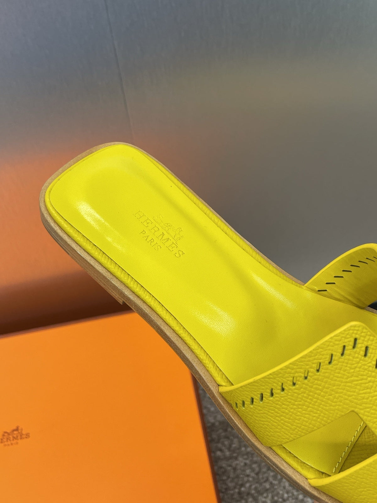 HM 25 Oran Sandal Yellow Perforate Epsom Leather