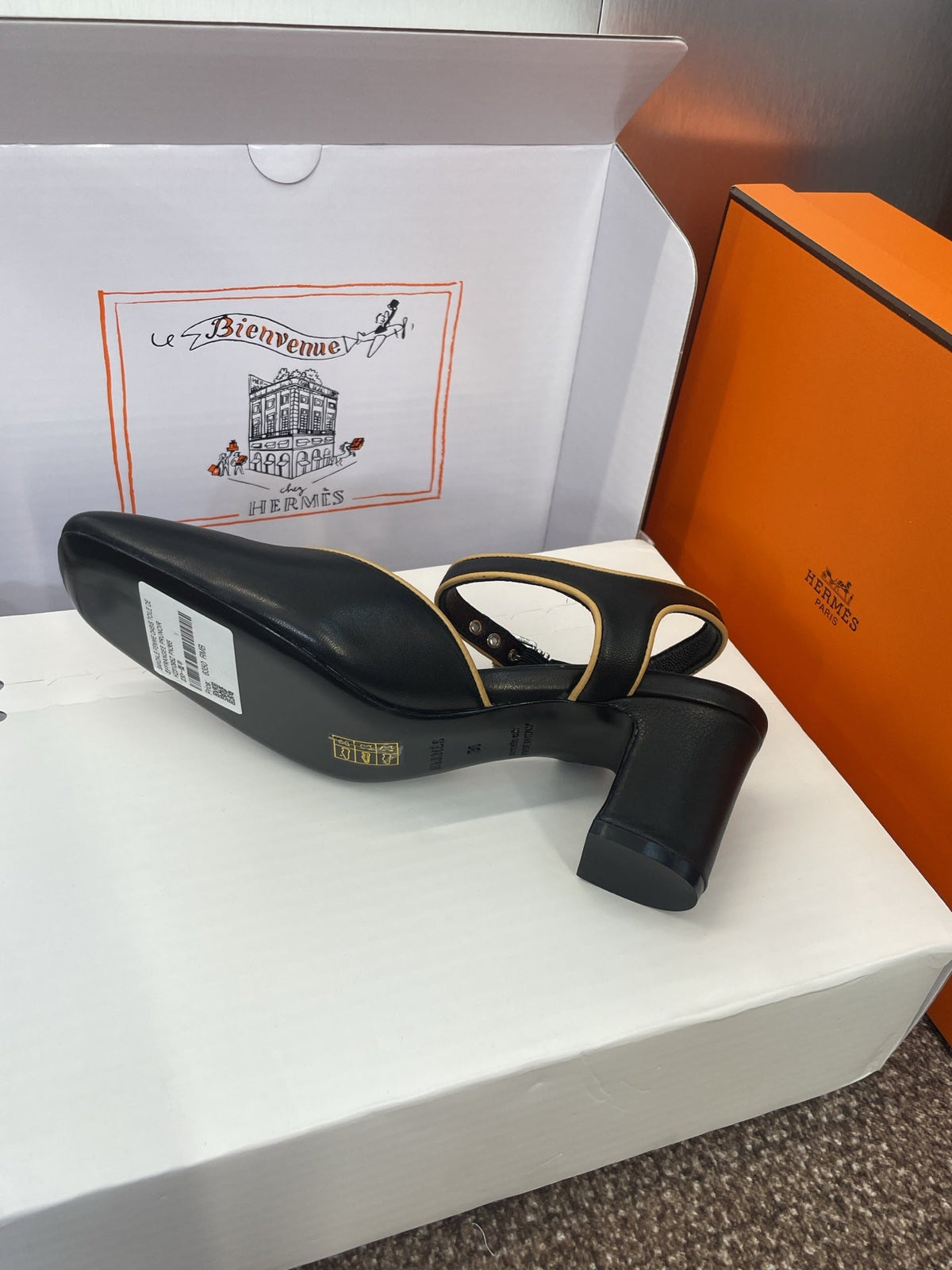 HM 25 Kleo Slingback 6cm Black Calfskin 372954