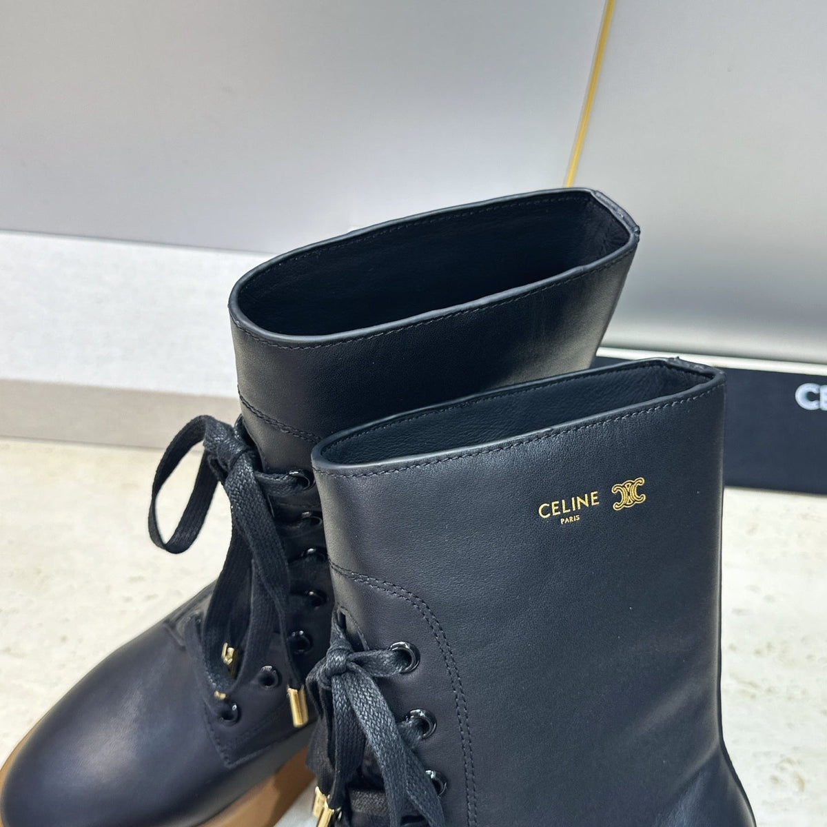 Celine 2026 Austin Lace-up Boots 50mm Calfskin 959441