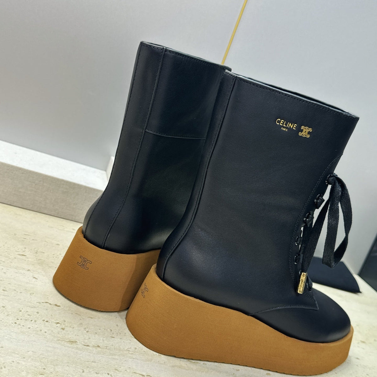 Celine 2026 Austin Lace-up Boots 50mm Calfskin 959441