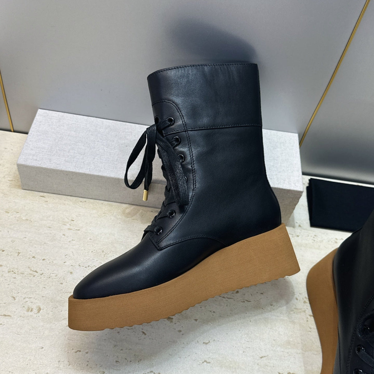 Celine 2026 Austin Lace-up Boots 50mm Calfskin 959441