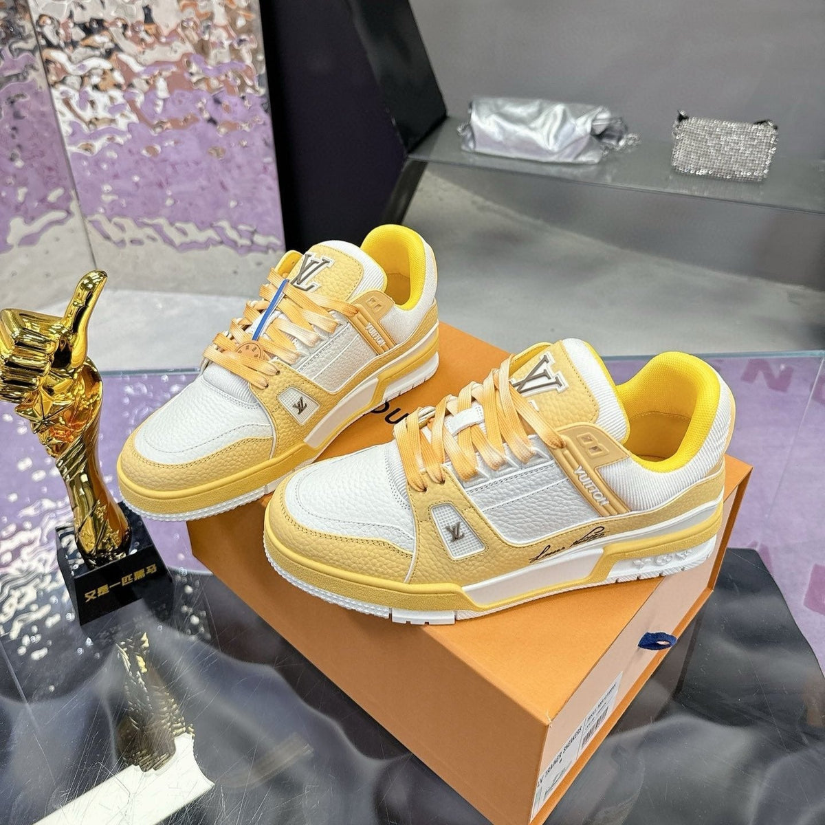 LV Trainer Sneaker Yellow White Cowhide