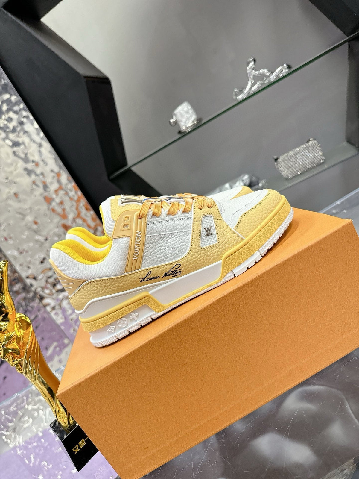 LV Trainer Sneaker Yellow White Cowhide
