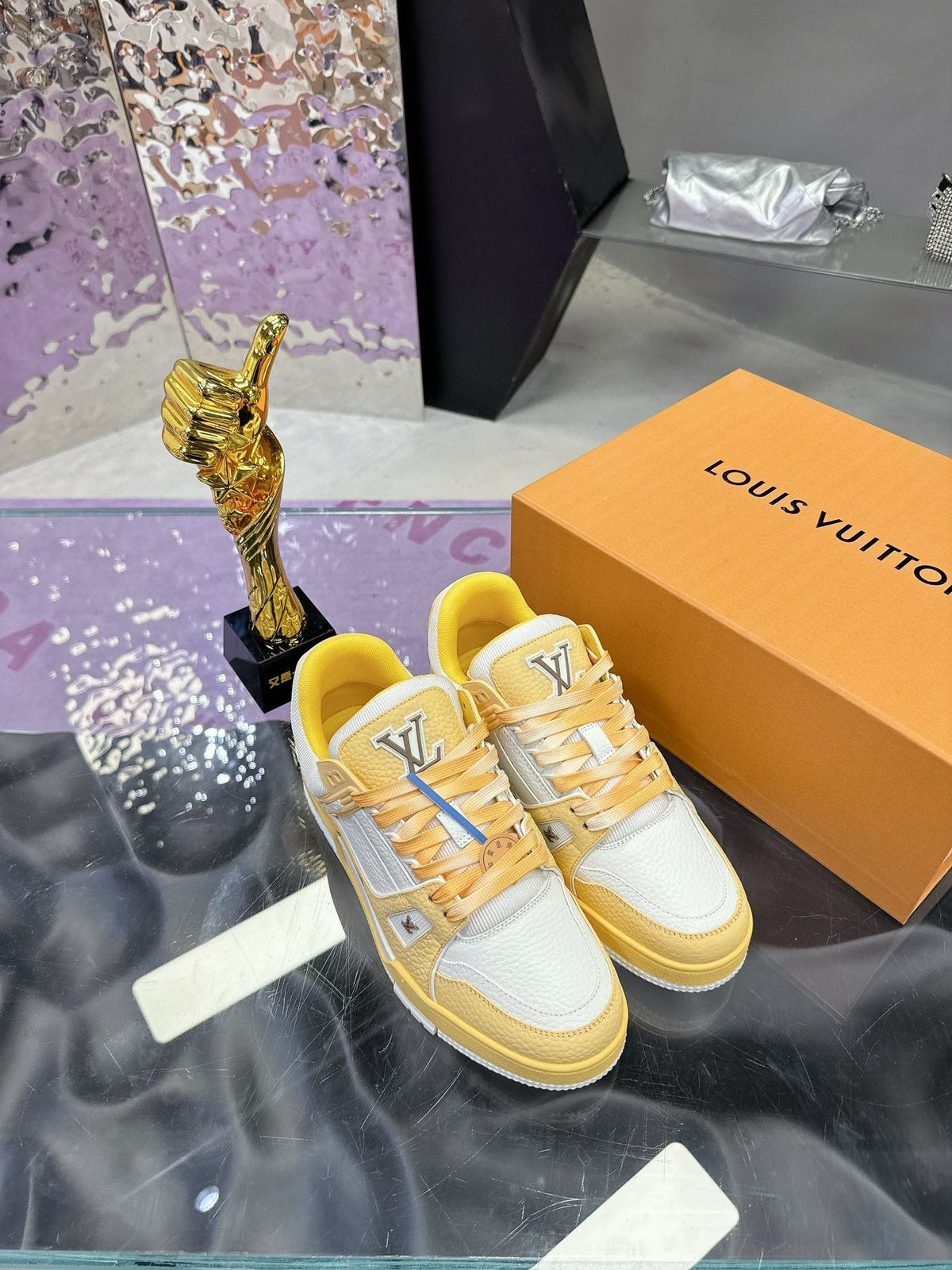 LV Trainer Sneaker Yellow White Cowhide