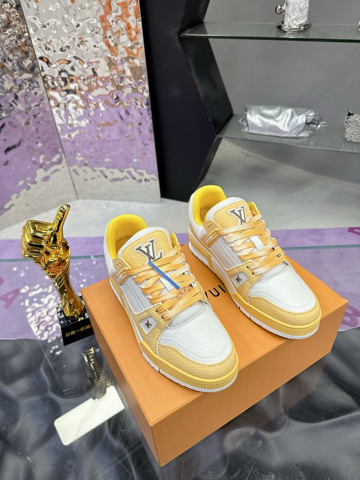 LV Trainer Sneaker Yellow White Cowhide