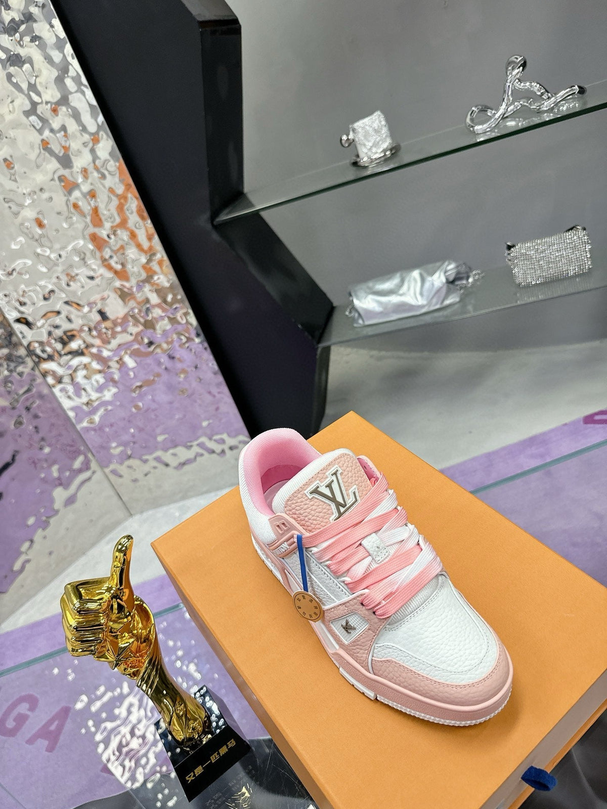 LV Trainer Sneaker Pink White Cowhide