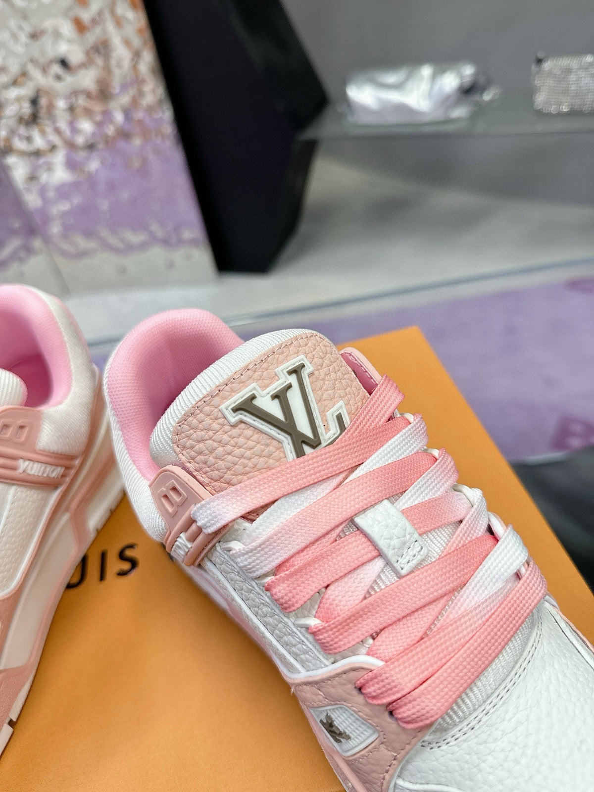 LV Trainer Sneaker Pink White Cowhide