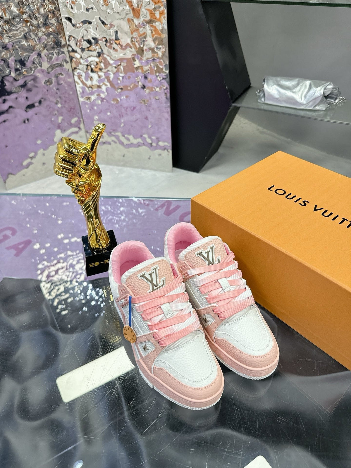LV Trainer Sneaker Pink White Cowhide