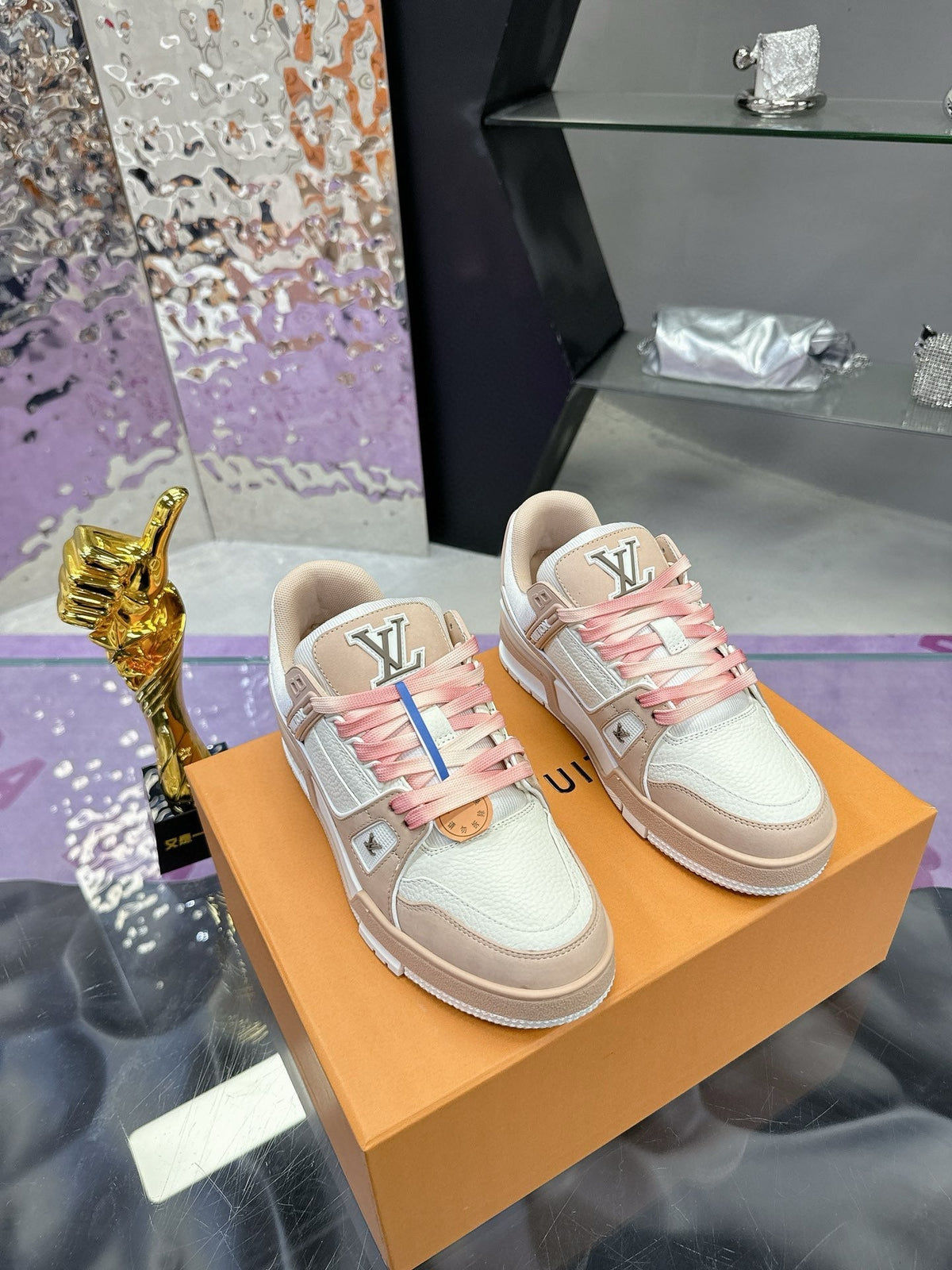 LV Trainer Sneaker Light Brown WhiteCowhide
