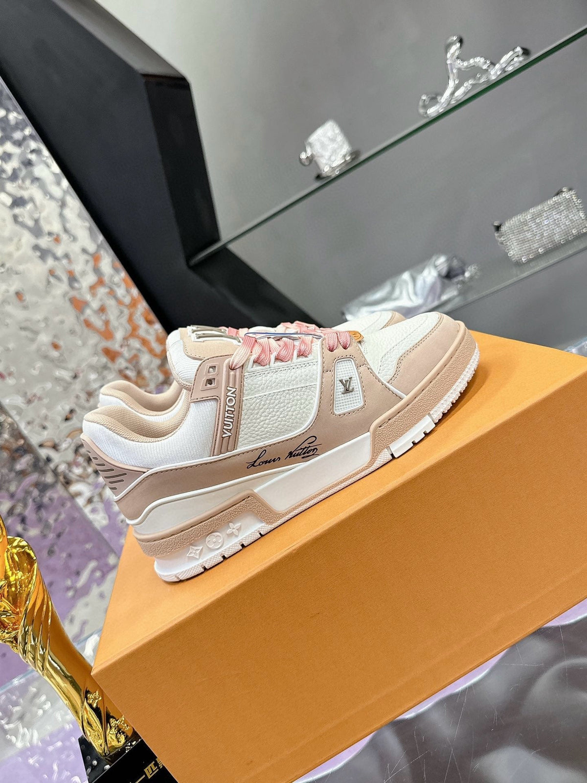 LV Trainer Sneaker Light Brown WhiteCowhide