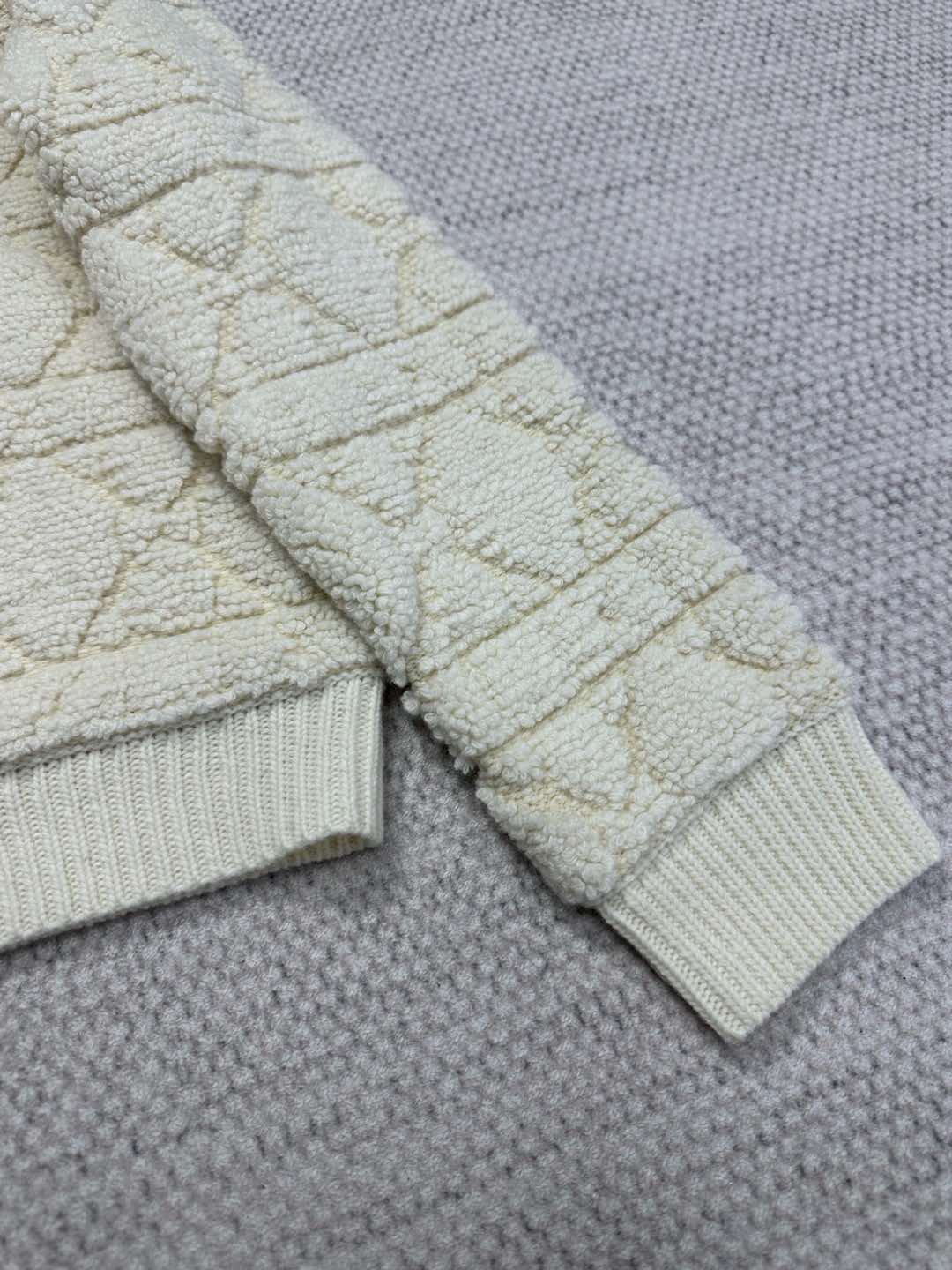 CD Plaid Knitted Jacket White Wool
