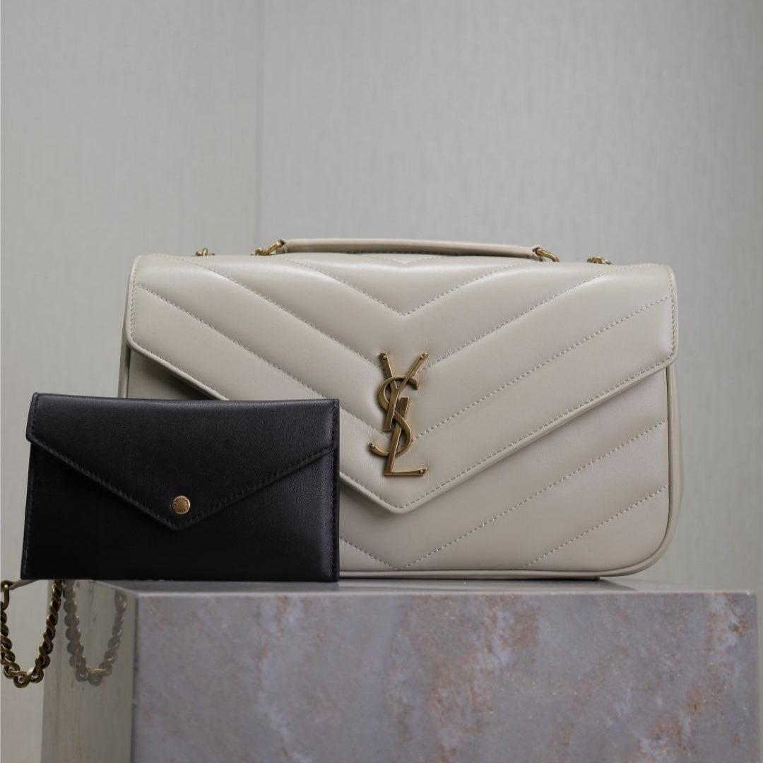 LOULOU MEDIUM 29 IN WHITE SHEEPSKIN GOLD HARDWARE