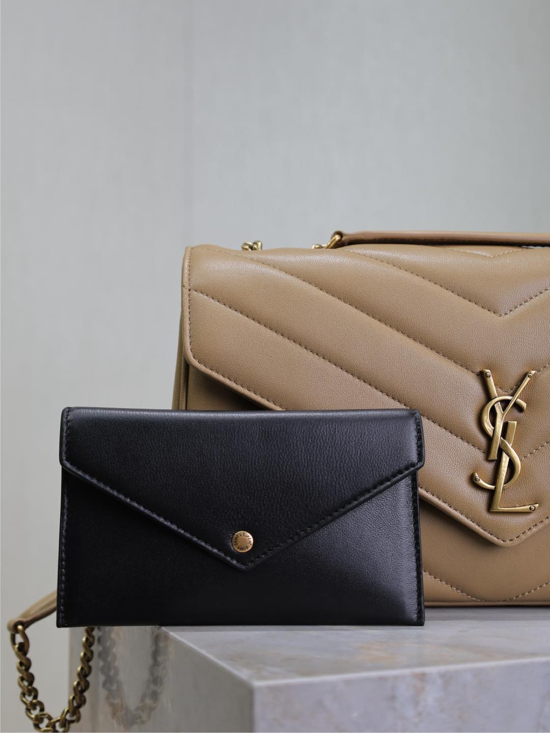 LOULOU MEDIUM 29 IN MILK TEA SHEEPSKIN GOLD HARDWARE
