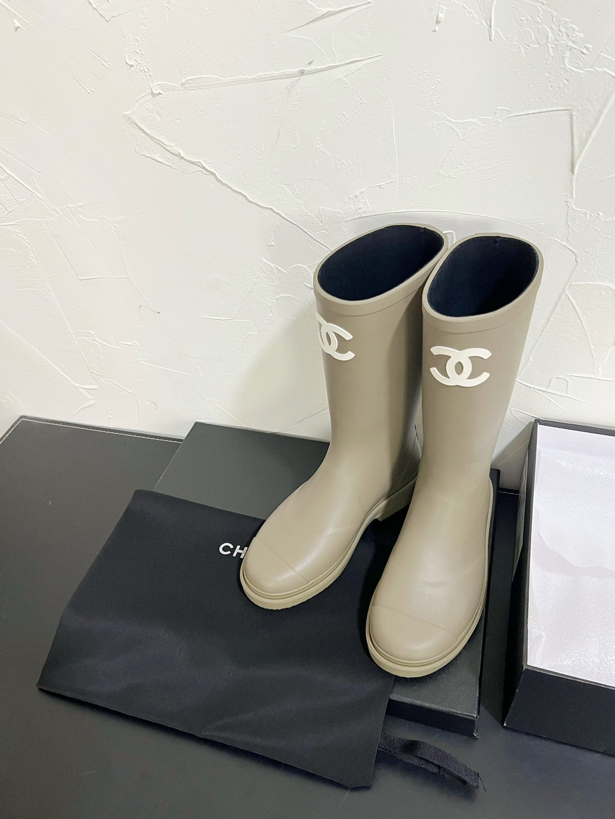 CC High Boots Light Khaki Green Natural Rubber 949647