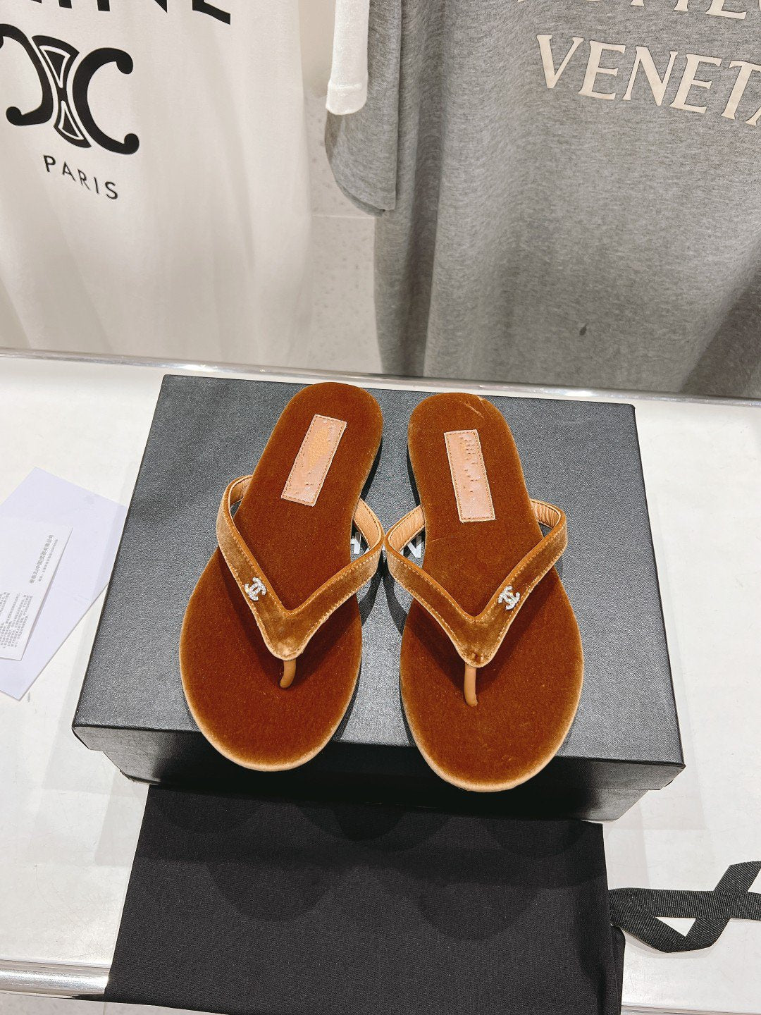 cc thong sandal brown velvet