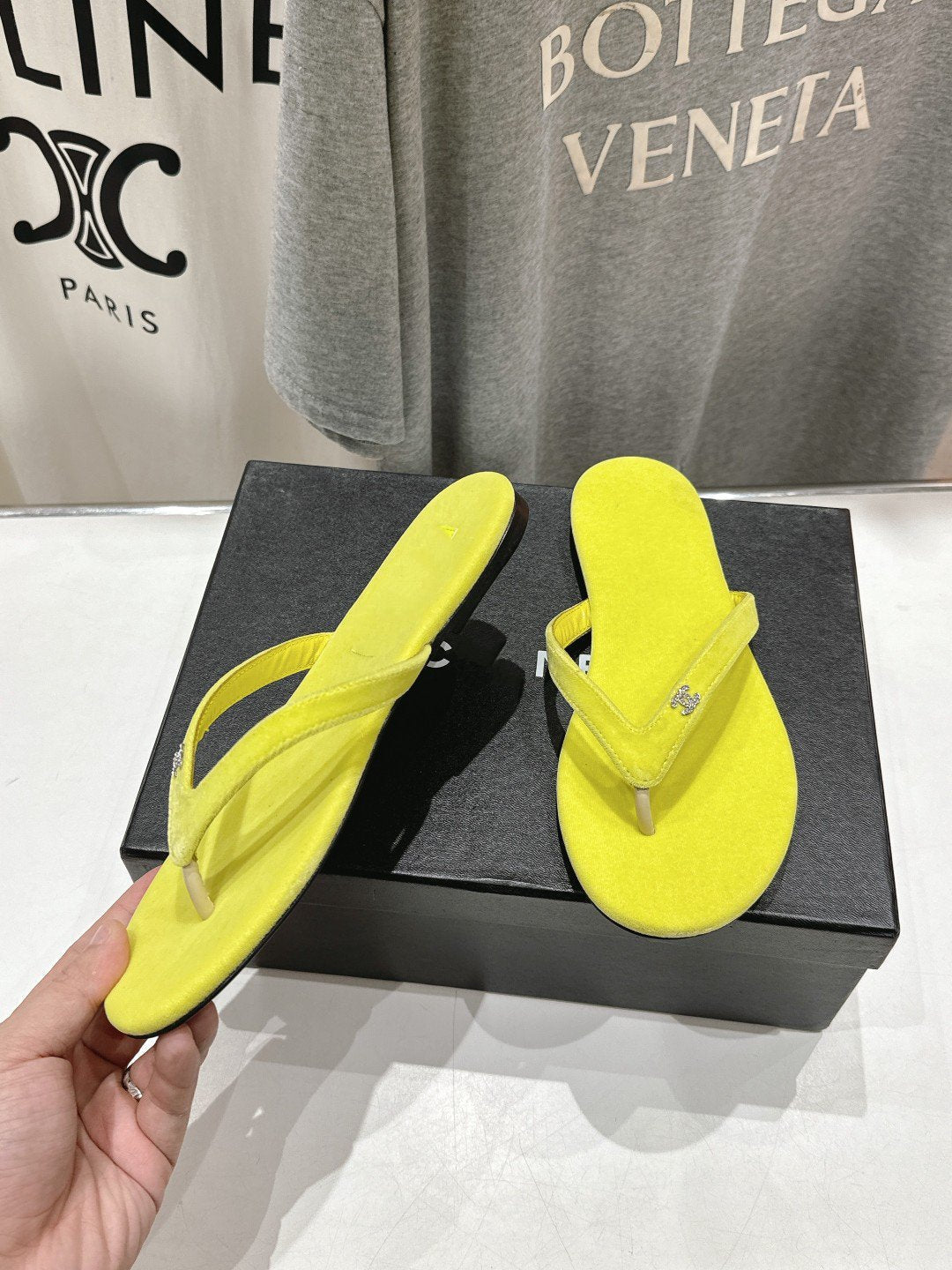 cc thong sandal yellow velvet