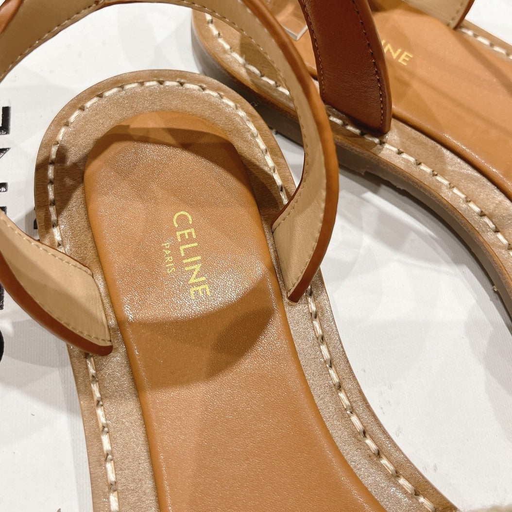 LYMPIA SANDAL IN TRIOMPHE MACCRAMÃ‰ COTTON & CALFSKIN ECRU TAN