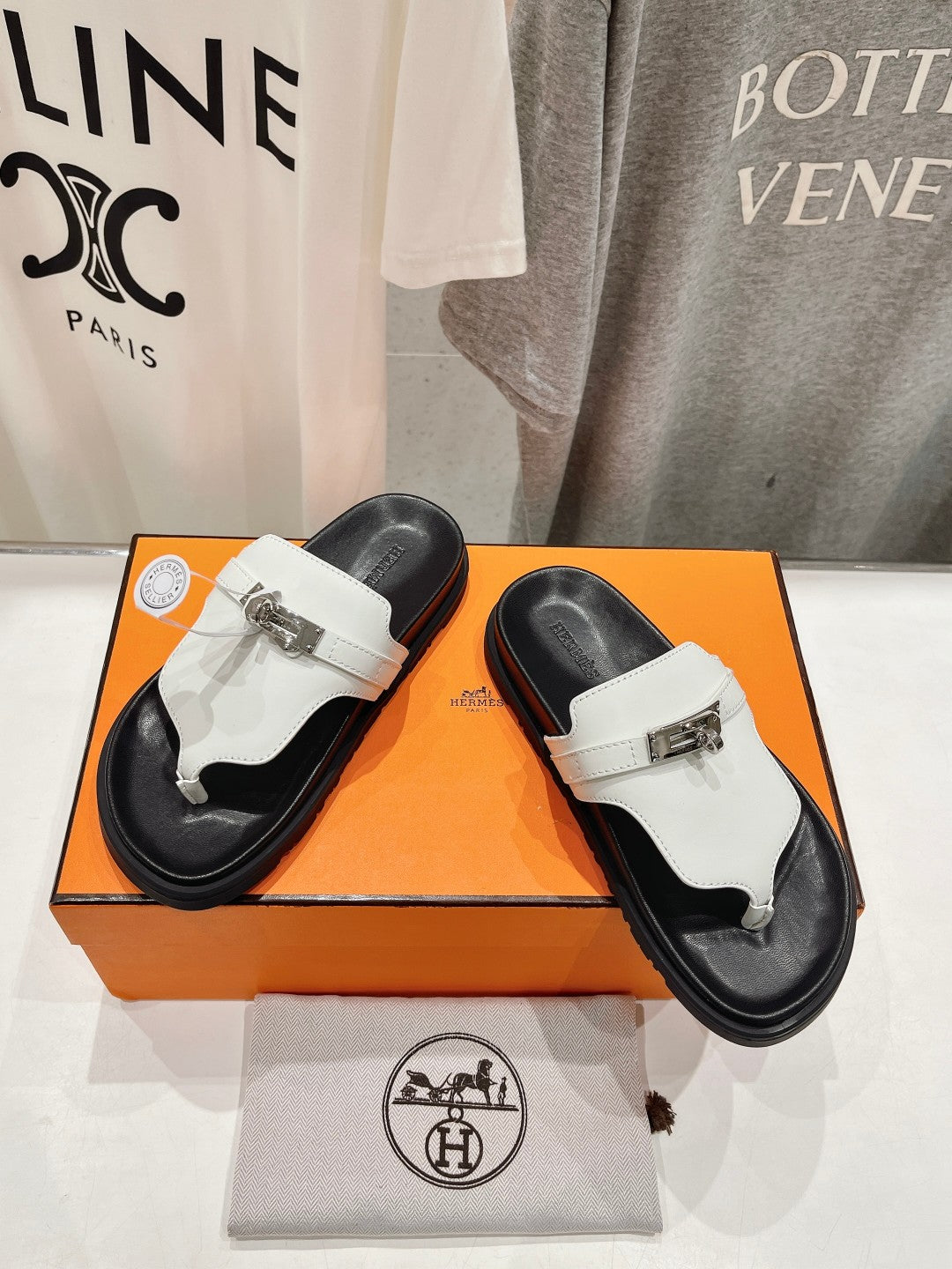 EMPIRE SANDAL BLACK MIX WHITE CALFSKIN