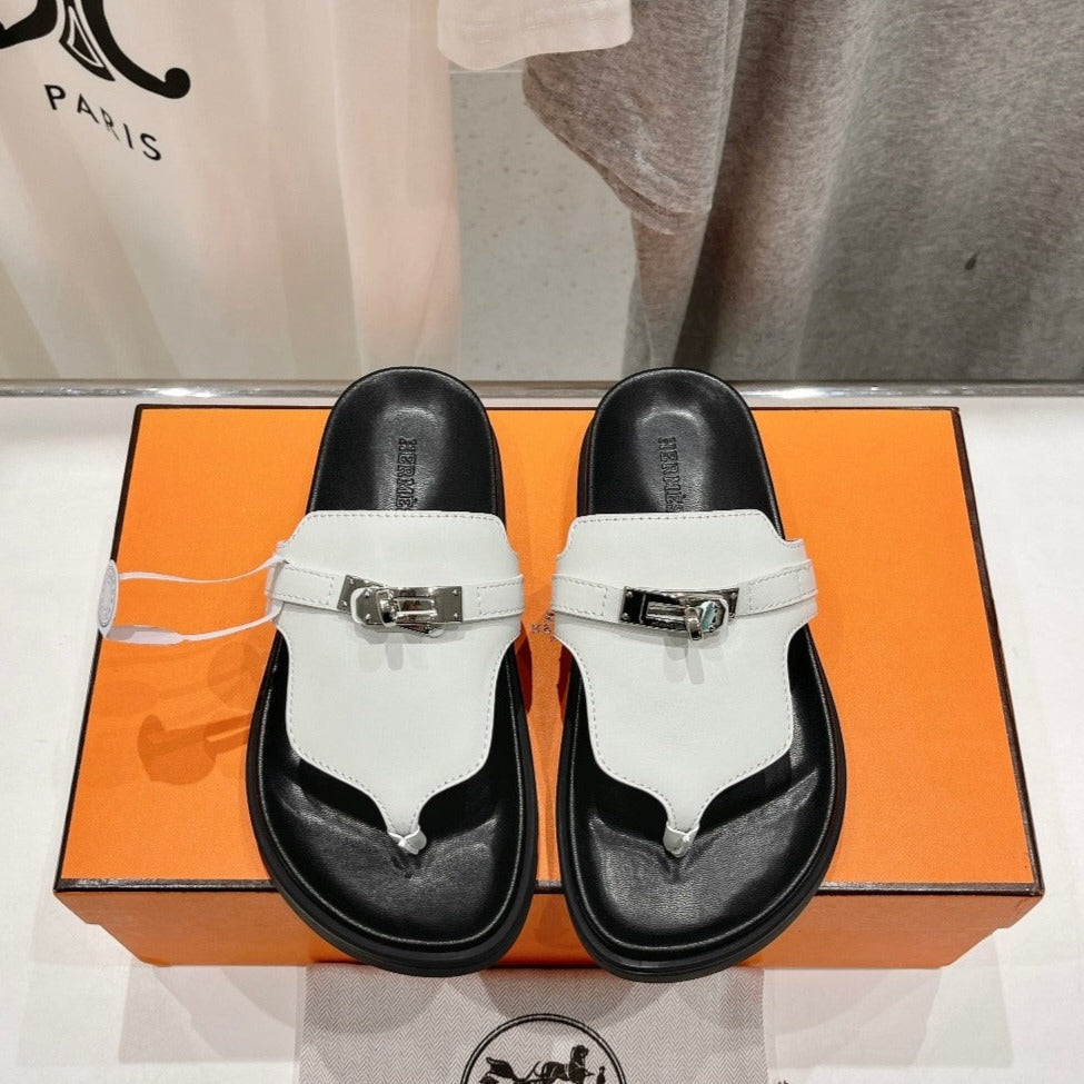 EMPIRE SANDAL BLACK MIX WHITE CALFSKIN