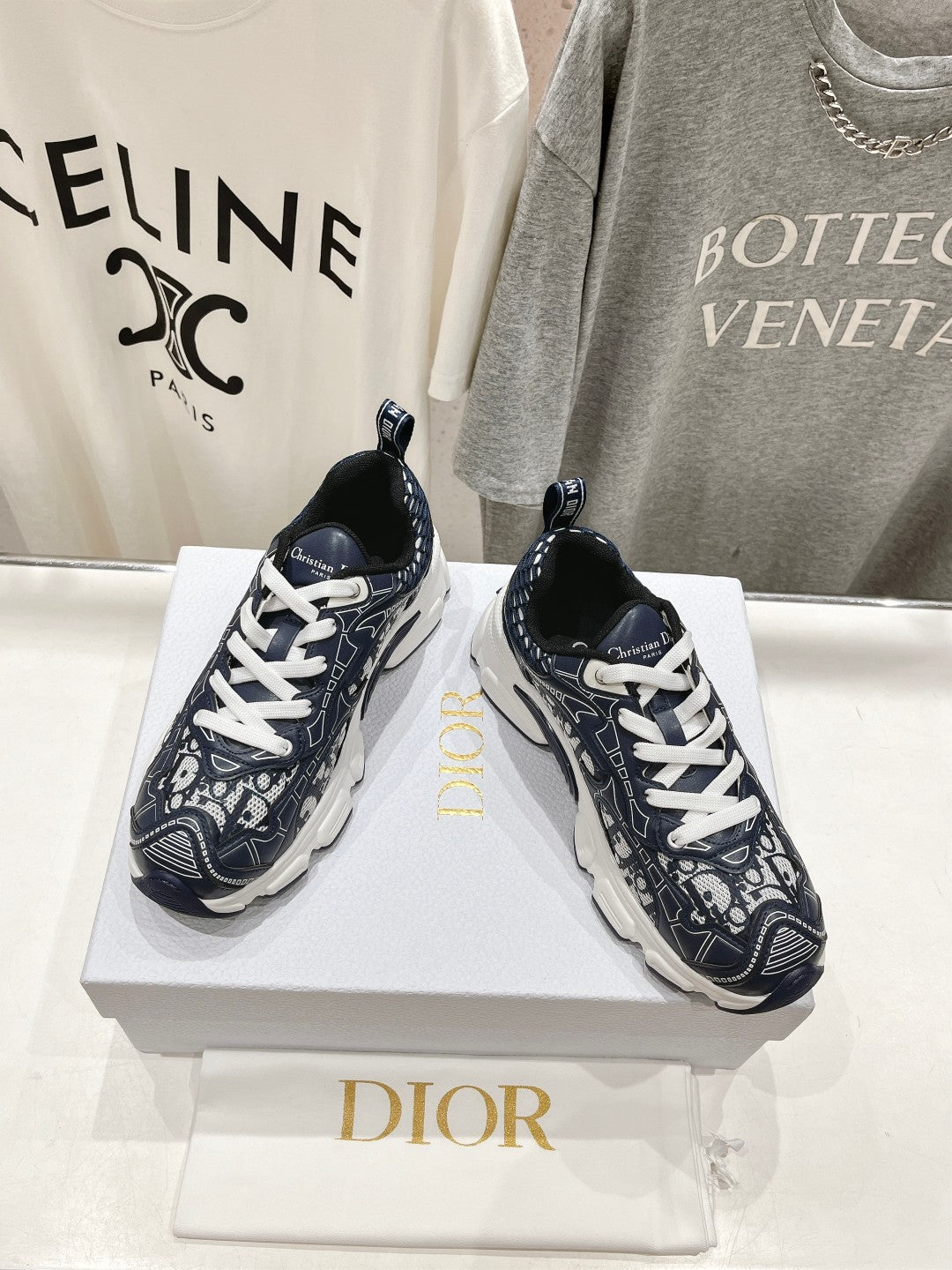 CD Vibe Sneaker Charcoal Blue Polyester Mesh Fabric And Cowhide