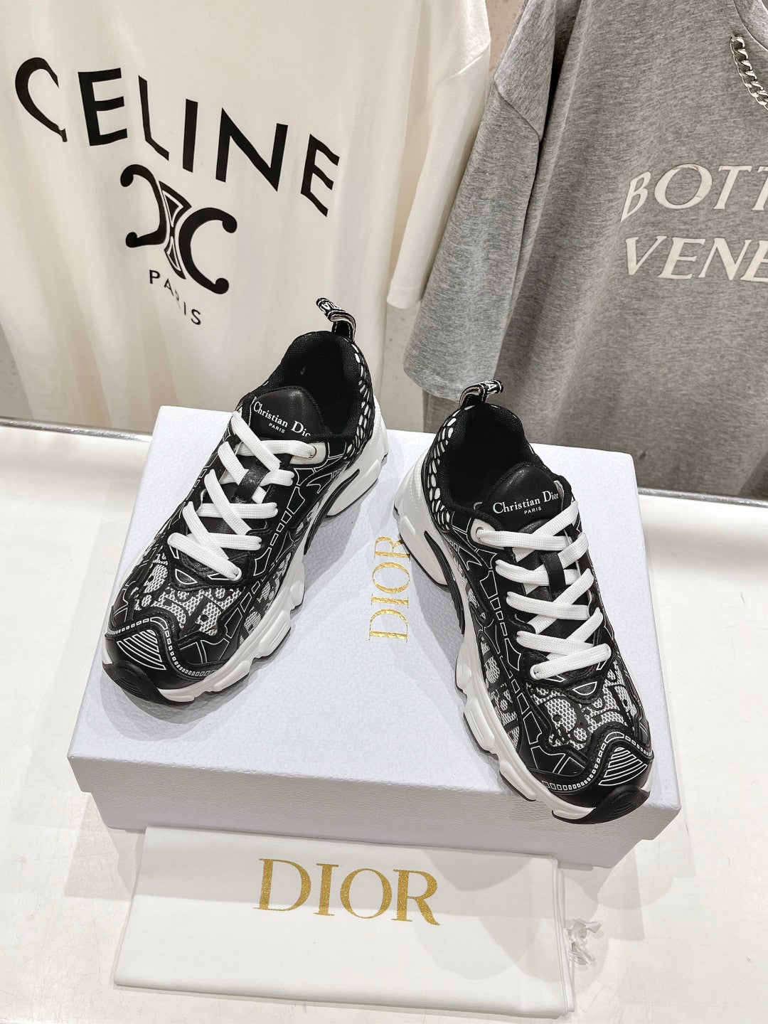 CD Vibe Sneaker Black Polyester Mesh Fabric And Cowhide