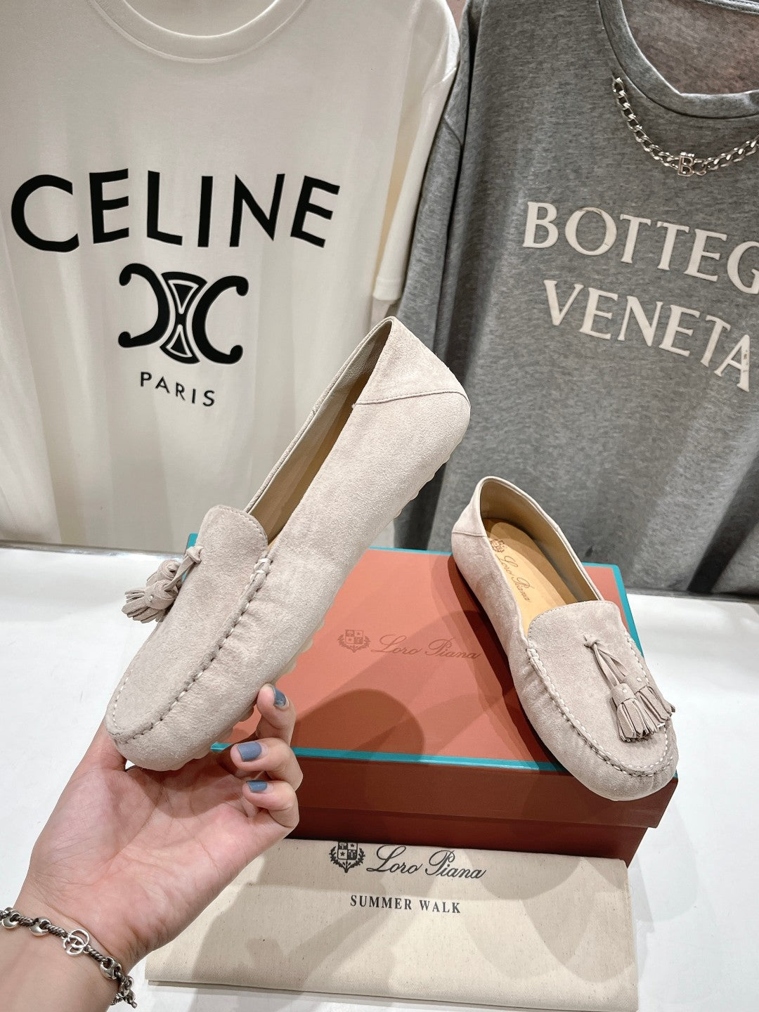 dot sole walk mocassin light brown suede