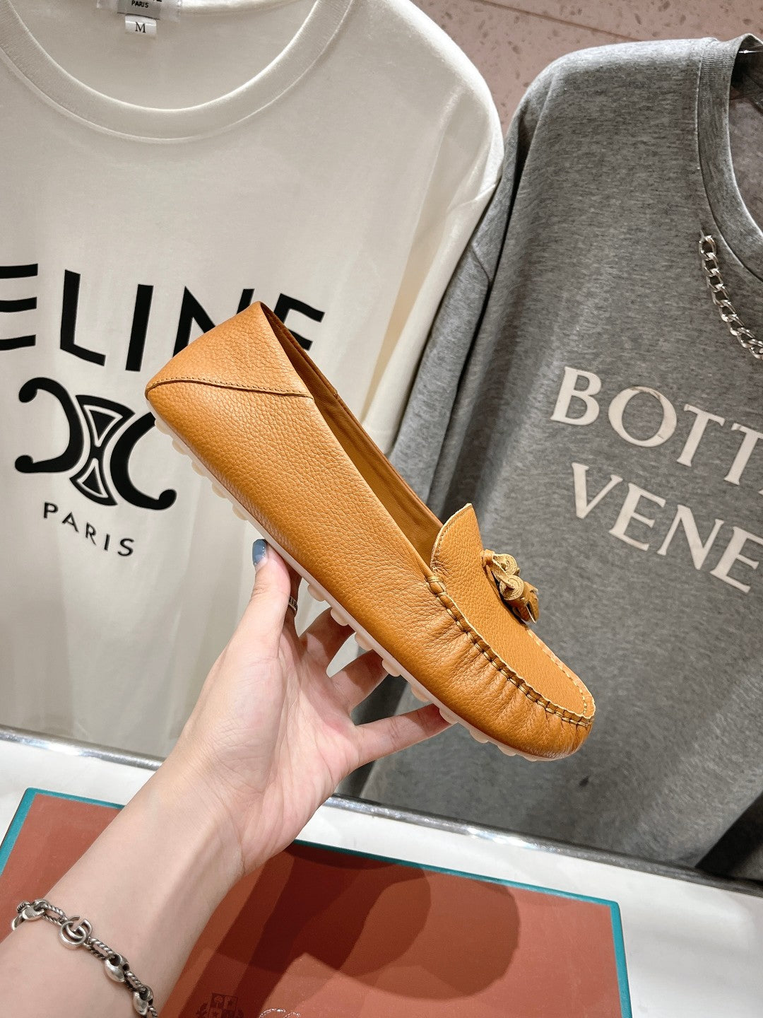 dot sole walk mocassin brown calfskin