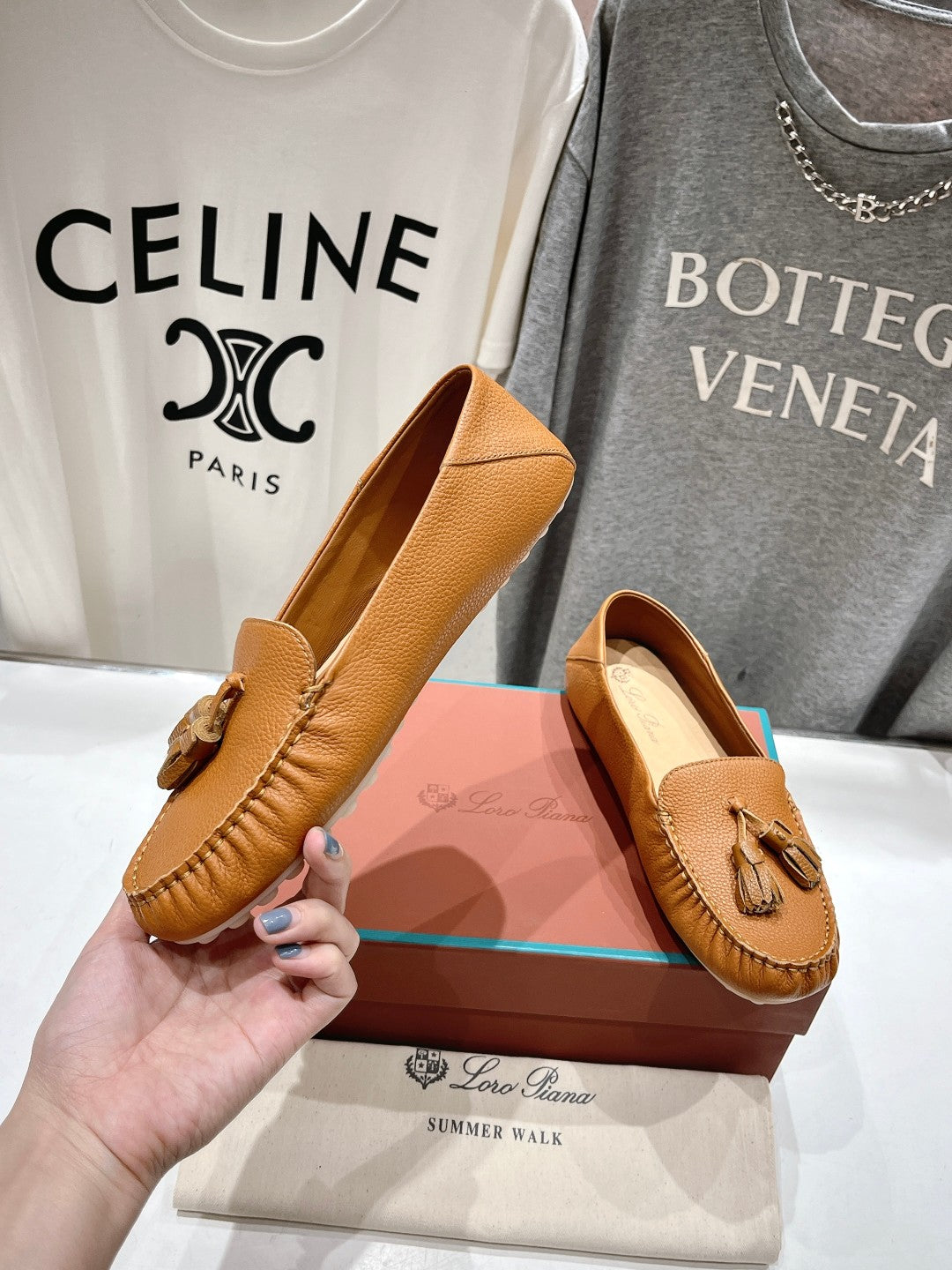 dot sole walk mocassin brown calfskin