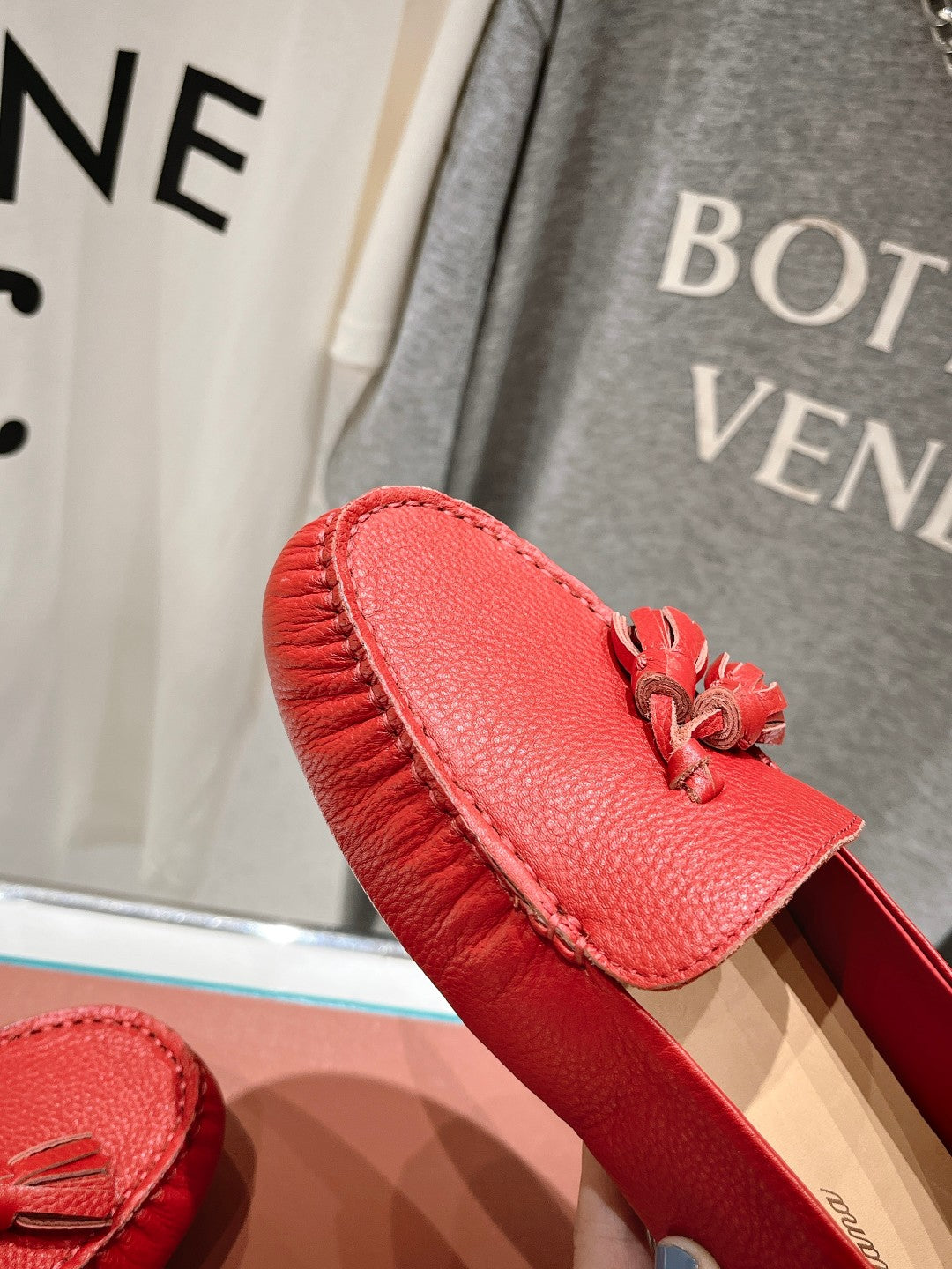 dot sole walk mocassin red calfskin