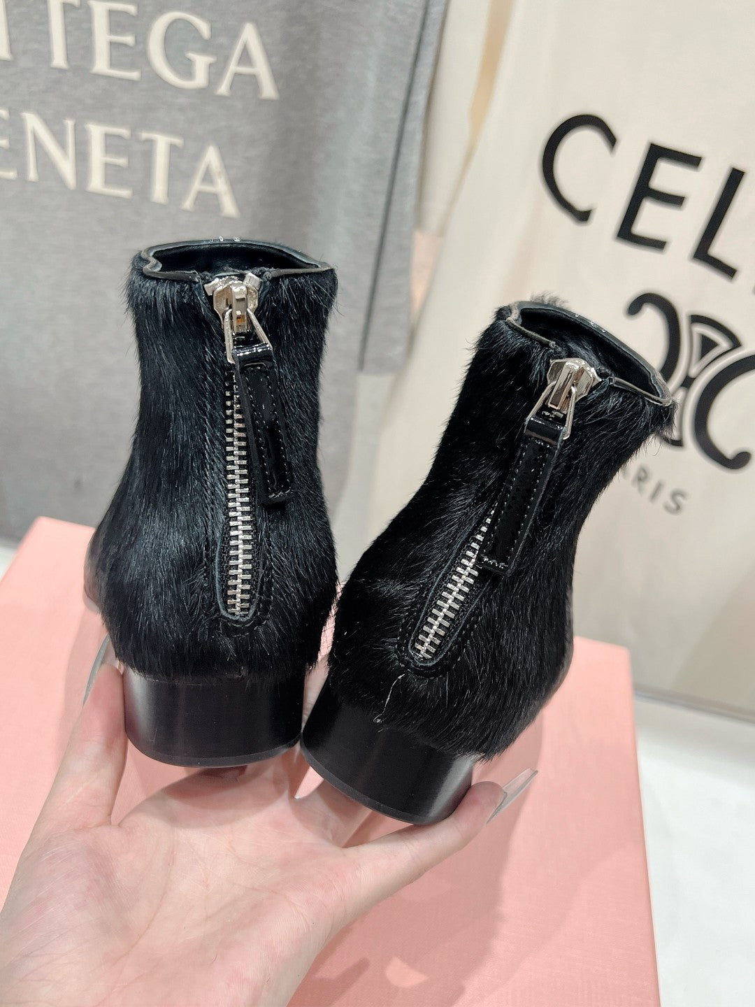 Miu Ankle Boots Black Sheepskin