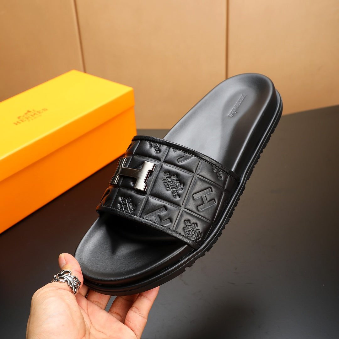 HM Men's Slide Black Cowhide 547361
