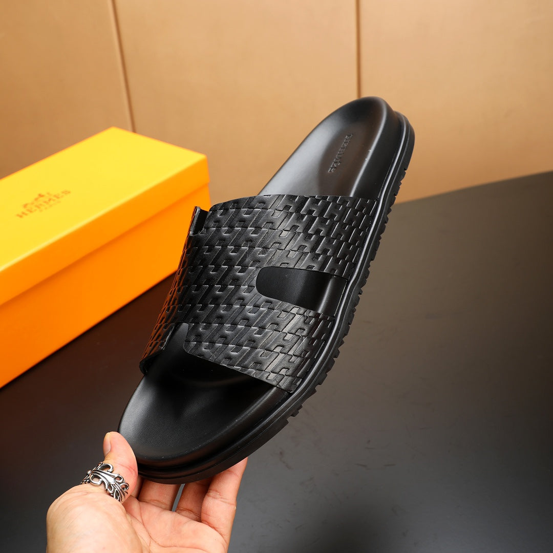 HM Men's Izmir Slide Black Cowhide 547362