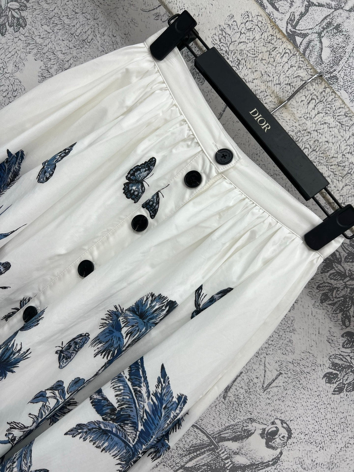 CD 25 Coconut Single-breasted Skirt White mix Blue Cotton