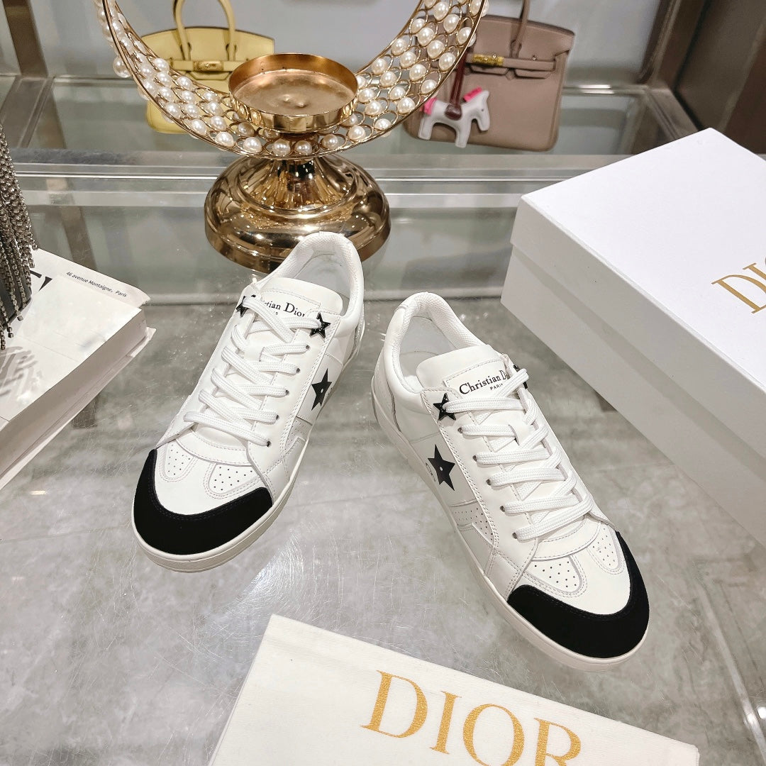 cd star sneaker white calfskin black suede