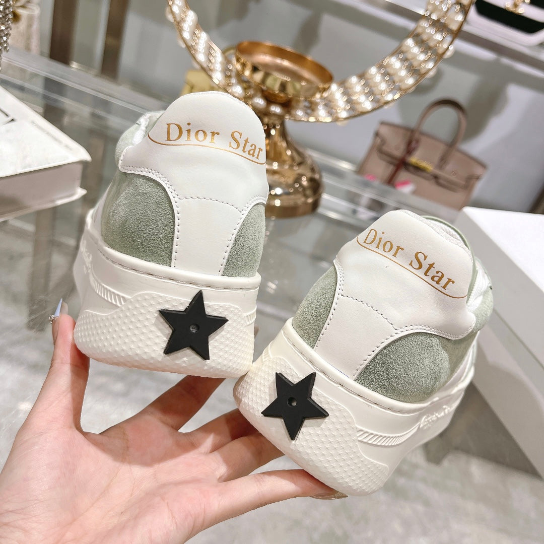 cd star sneaker white calfskin light green suede